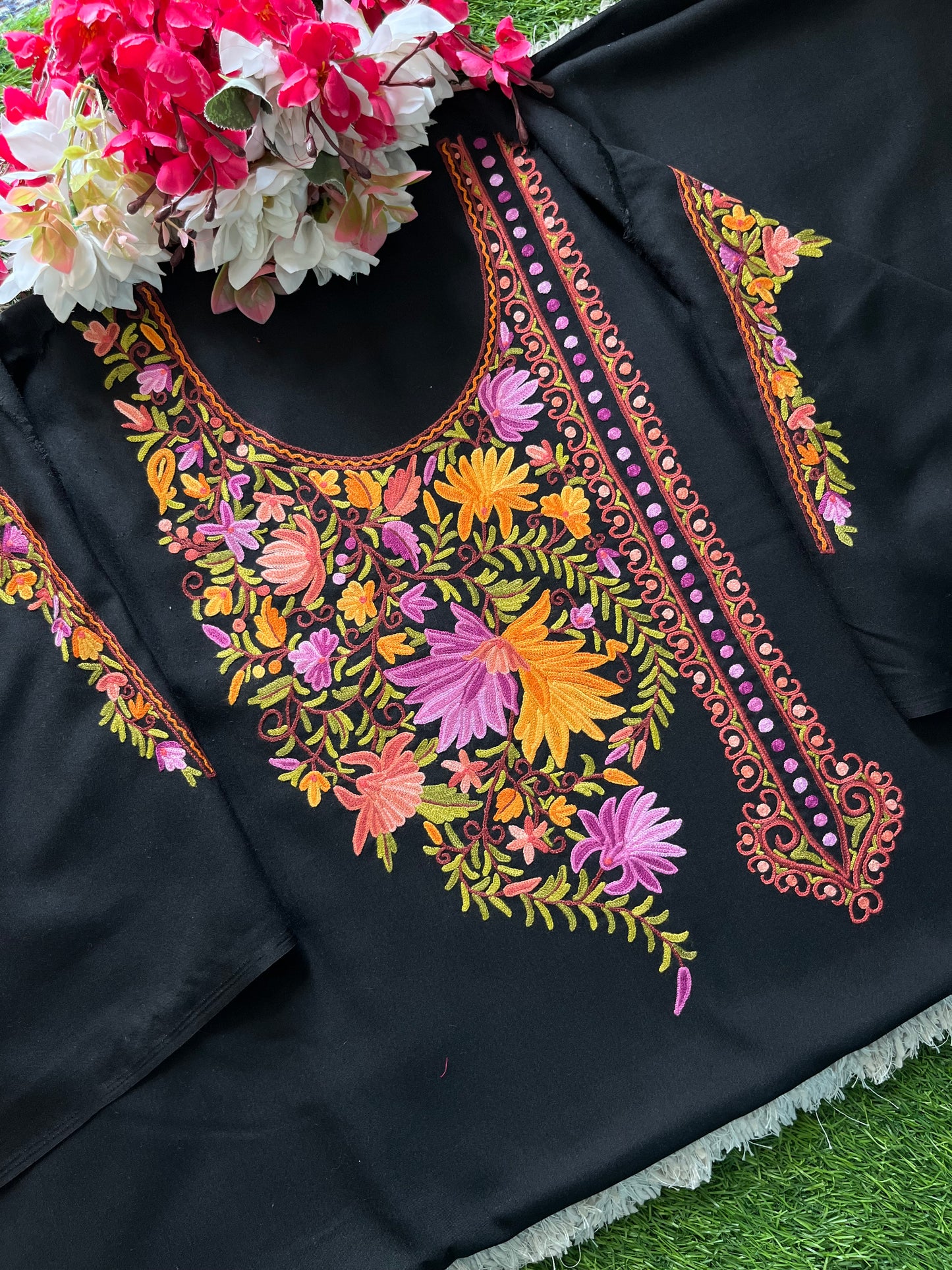 Black Cotton Cord Set (Hand Embroidered)