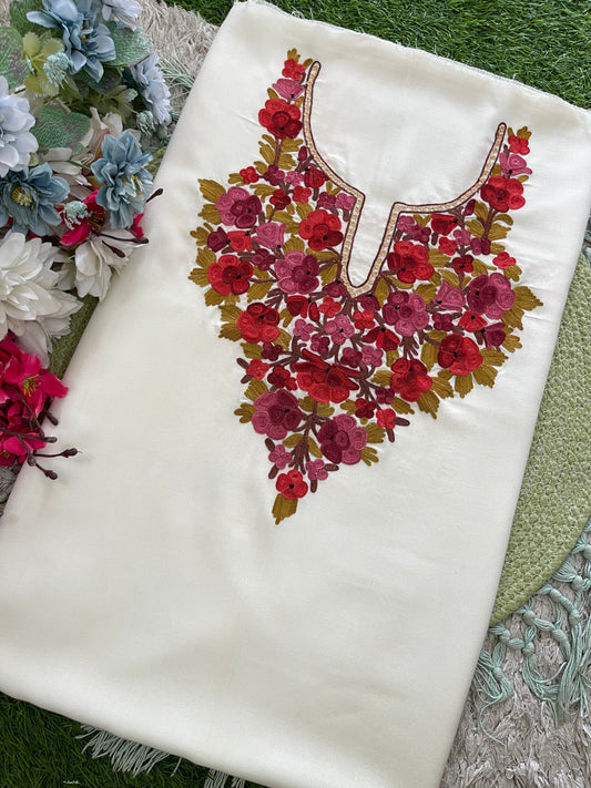 Off White Cotton Cord Set (Aari Embroidered)