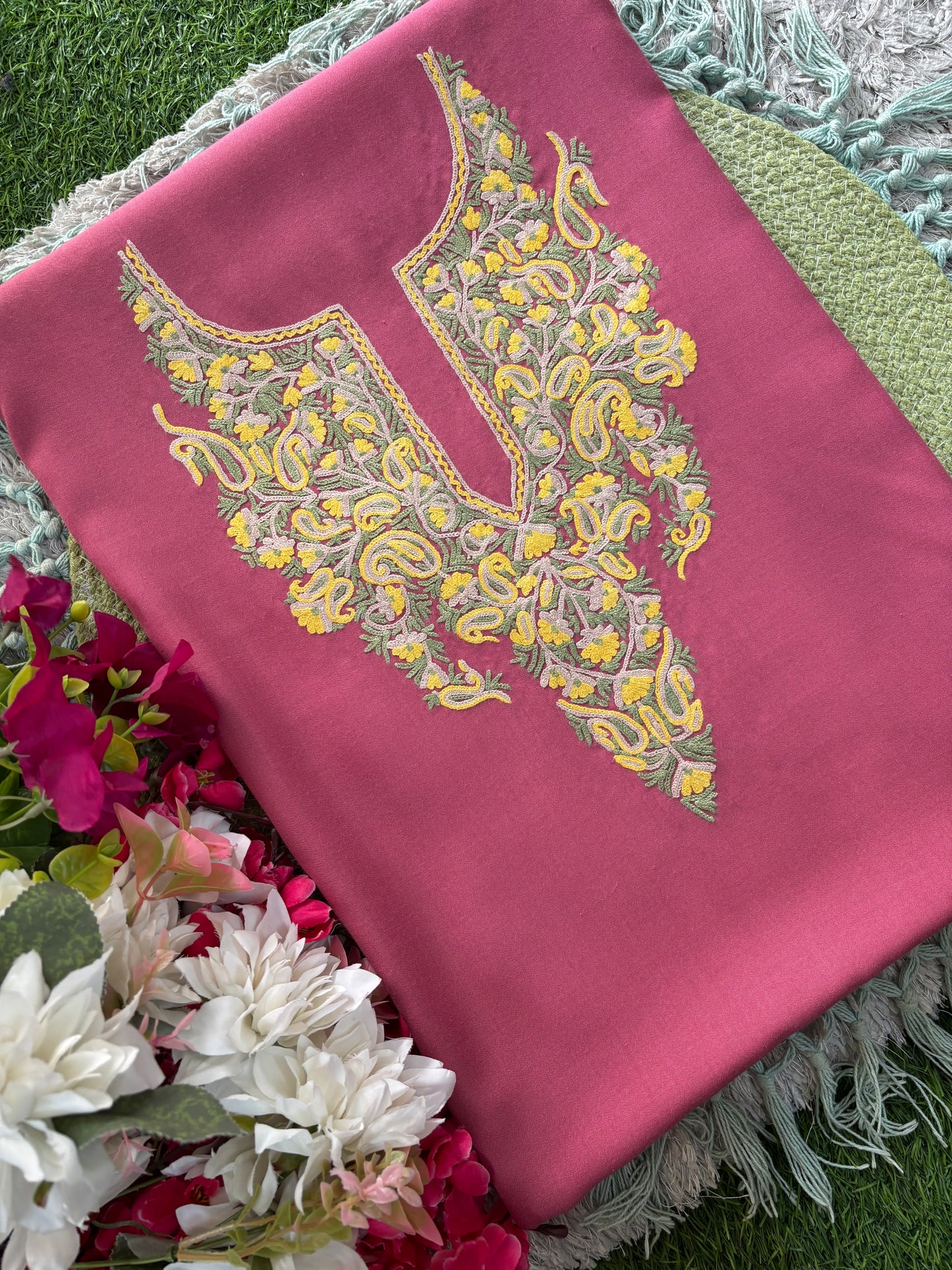 Pink Cotton Cord Set (Hand Embroidered)