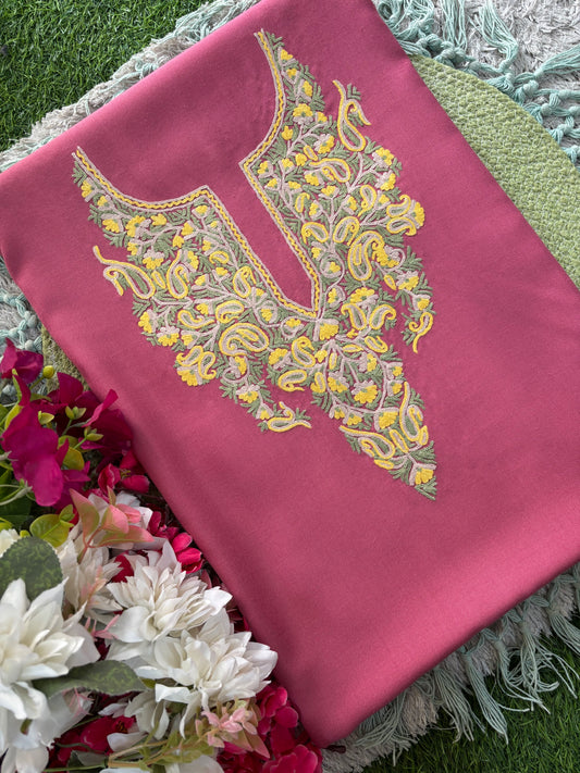 Pink Cotton Cord Set (Hand Embroidered)