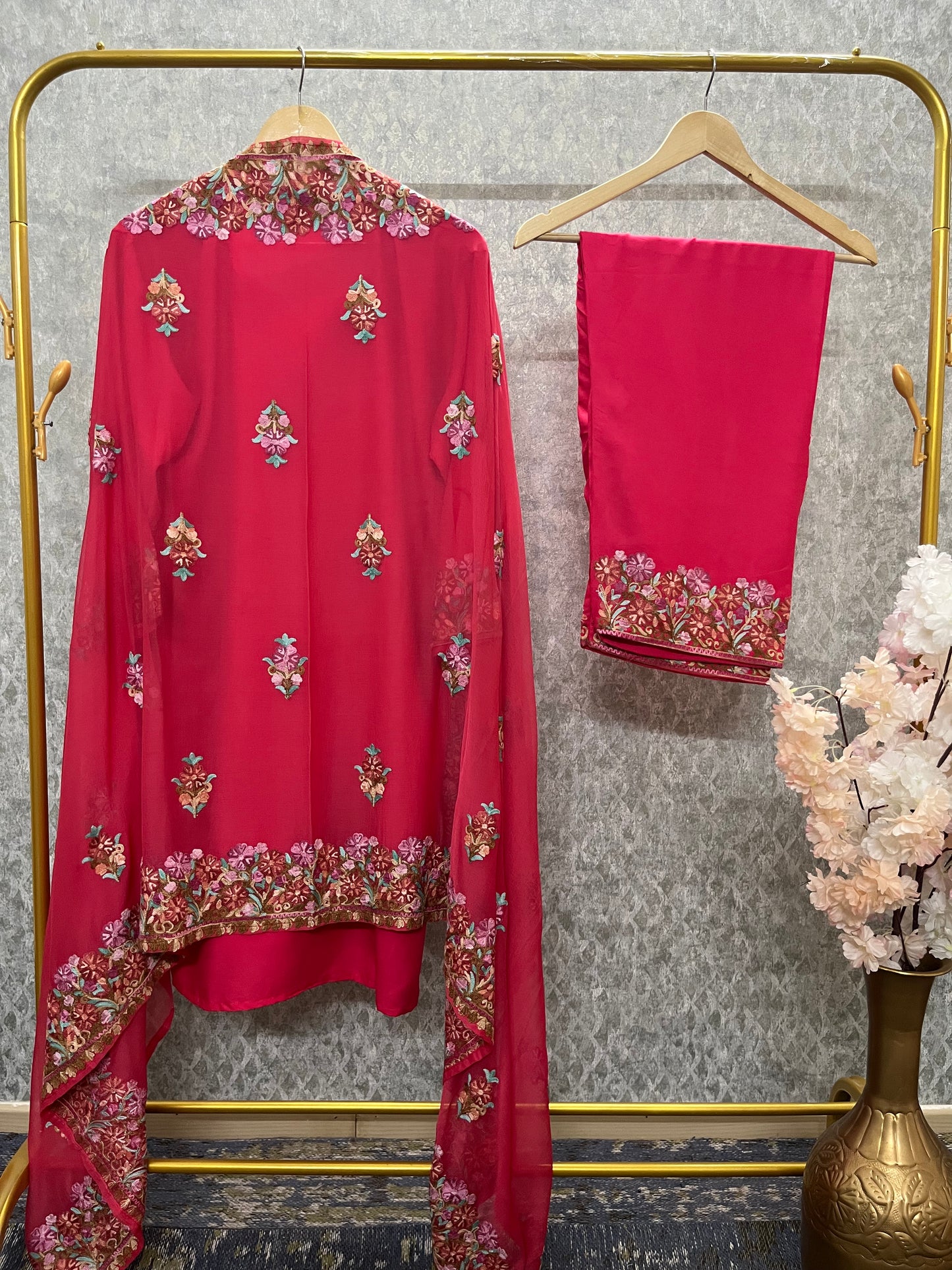 Carrot Pink Cotton Stitched Co-ord Set with dupatta (44)