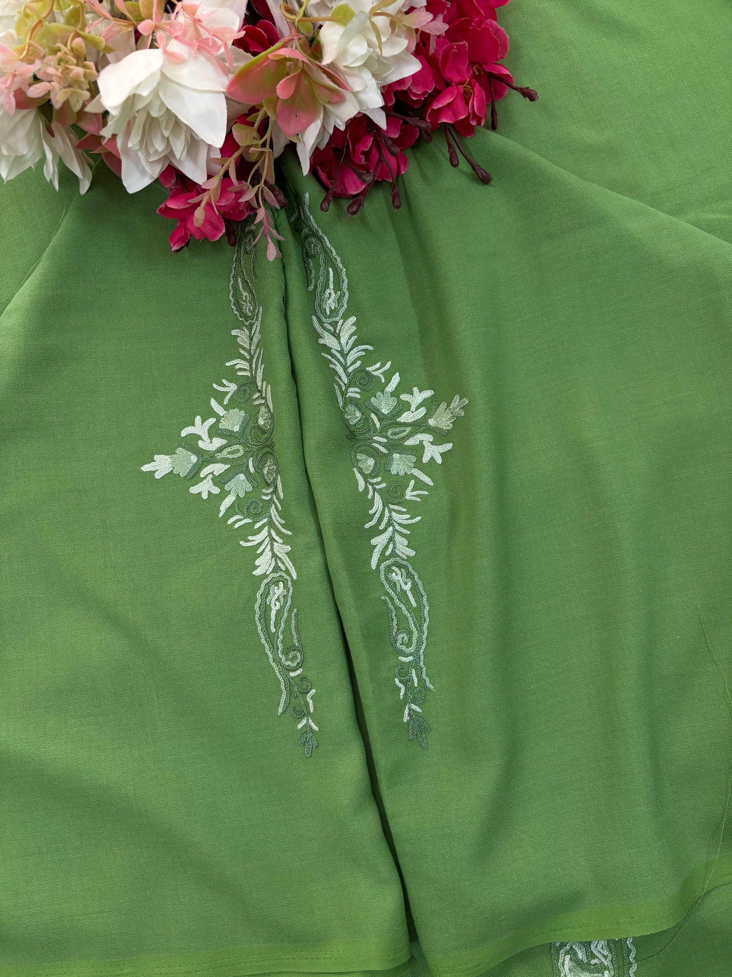 Green Cotton Cord Set (Hand Embroidered)