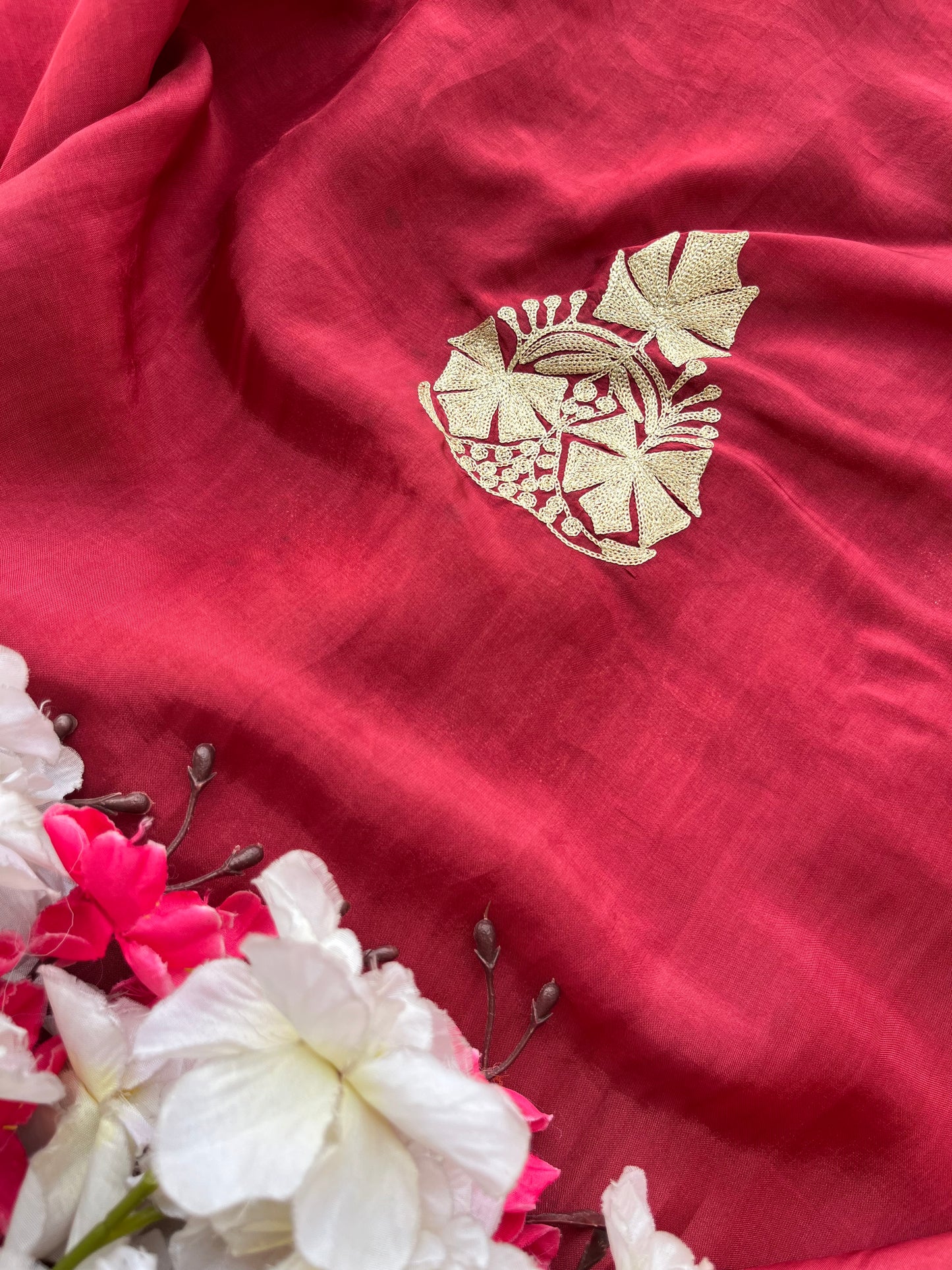 Maroon Silk Tilla Kashmiri Suit