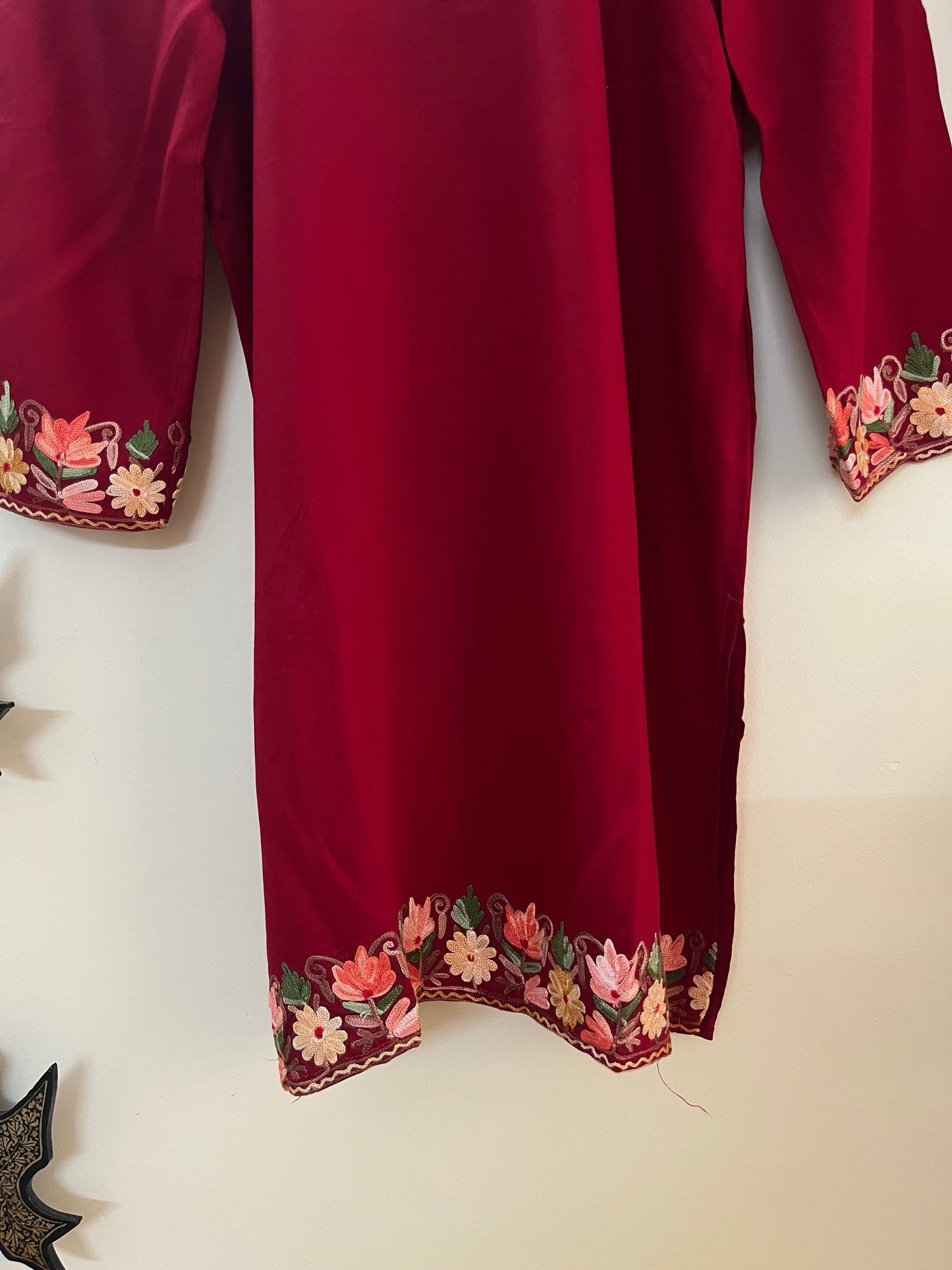 Maroon Cotton Cord Set (Free Size/ XL)