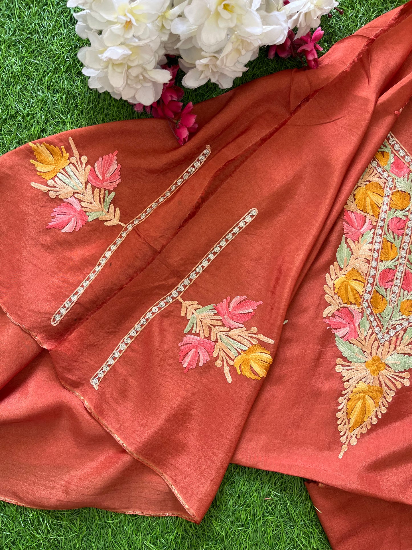 Rust Opada Silk Kashmiri Suit