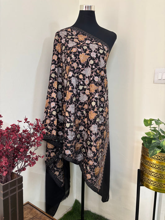Black Chinaar Jaal Kashmiri Stole