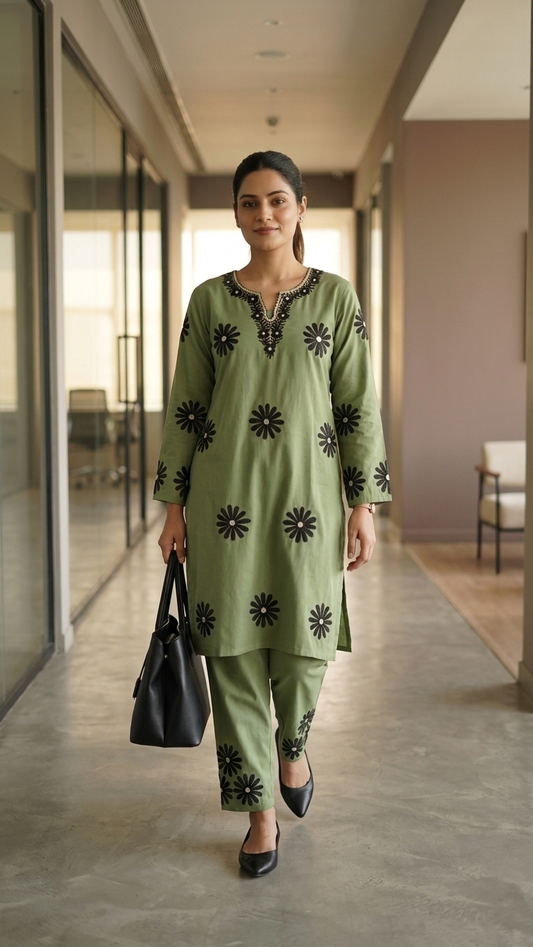 Soft Green Cotton Cord Set Size(40)