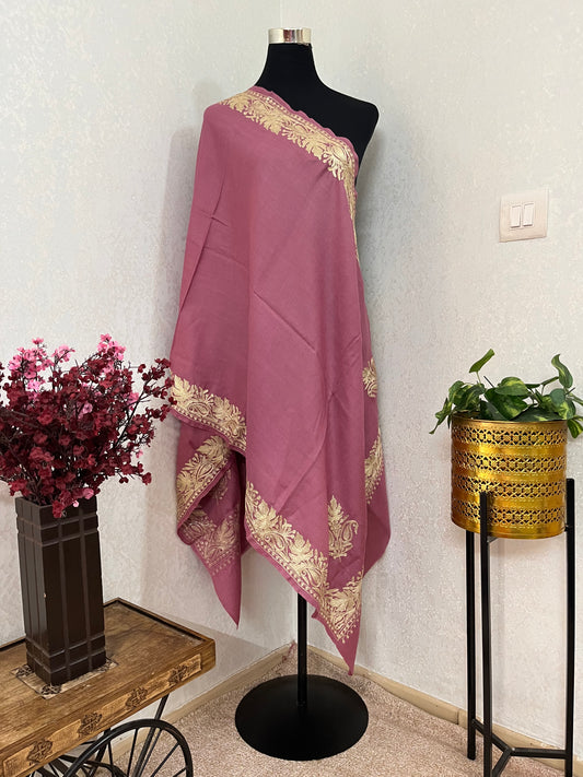Pink Semi Pashmina Tilla stole