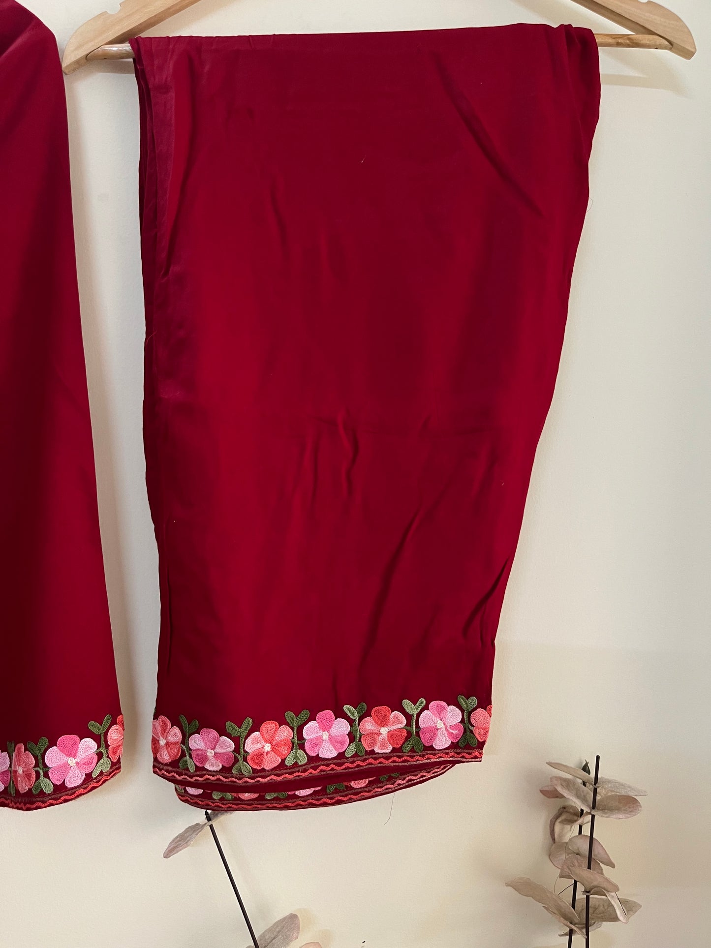 Maroon Cotton Cord Set (Free Size/ XL)