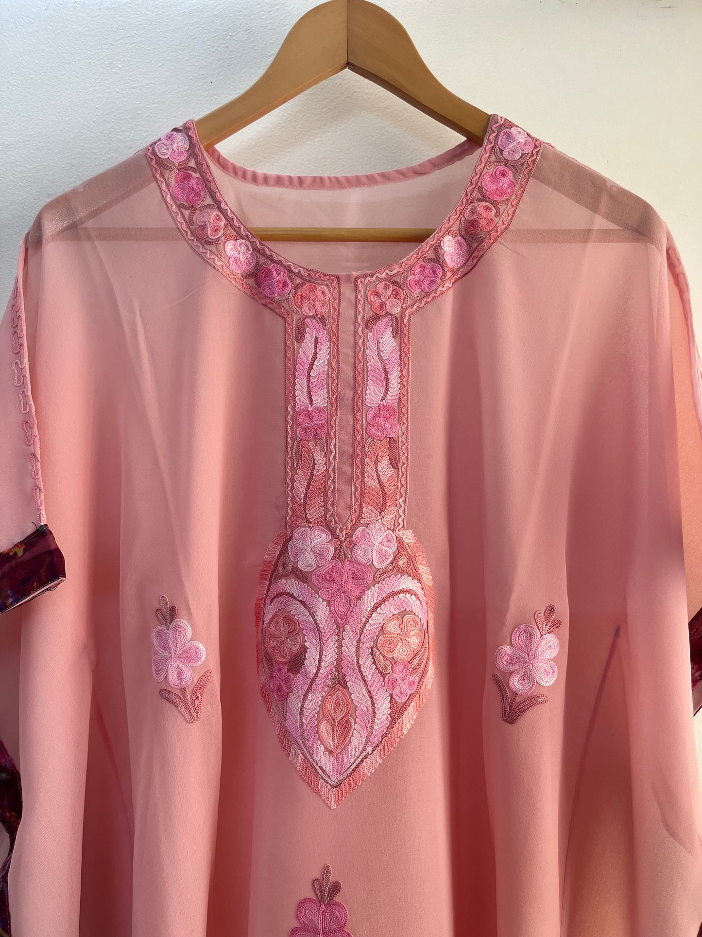 Pink Aari embroidered Kaftan