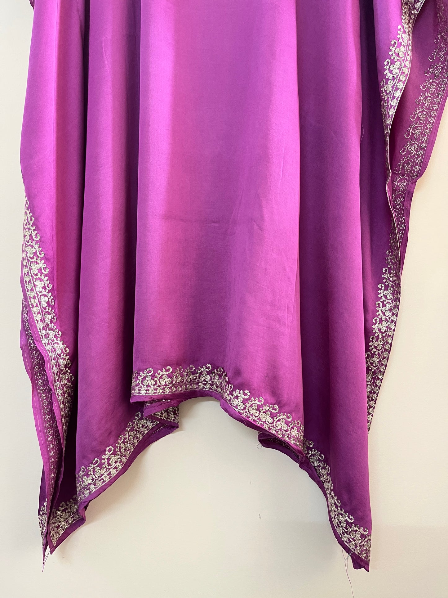 Lavender Cotton Crape Kashmiri Kaftan Set