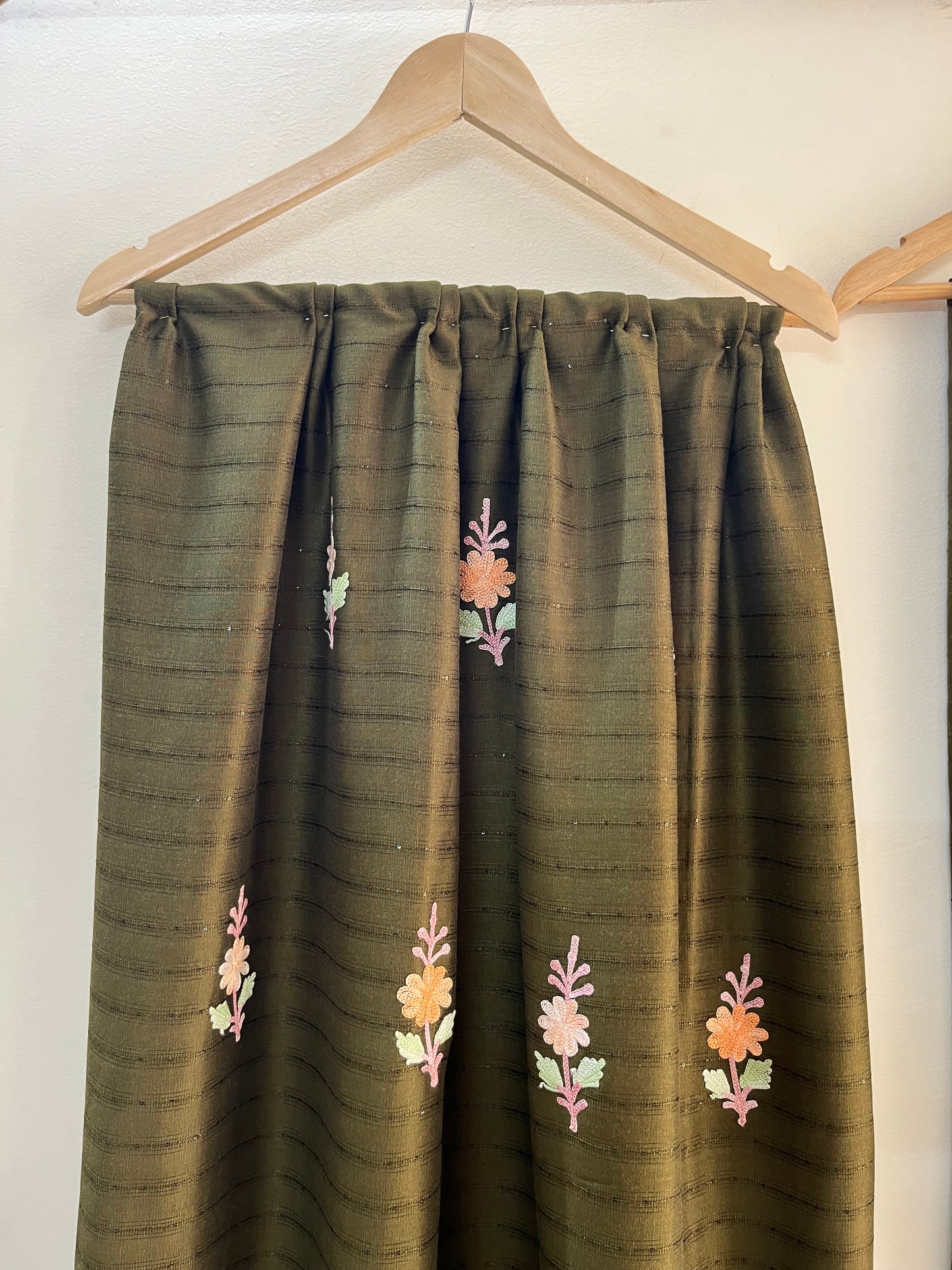Henna Green Muslin Cotton Striped Pattern Unstitched Co-ord Set
