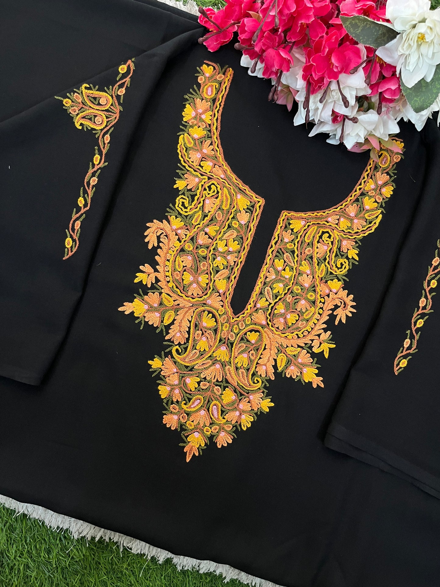 Black Cotton Cord Set (Hand Embroidered)