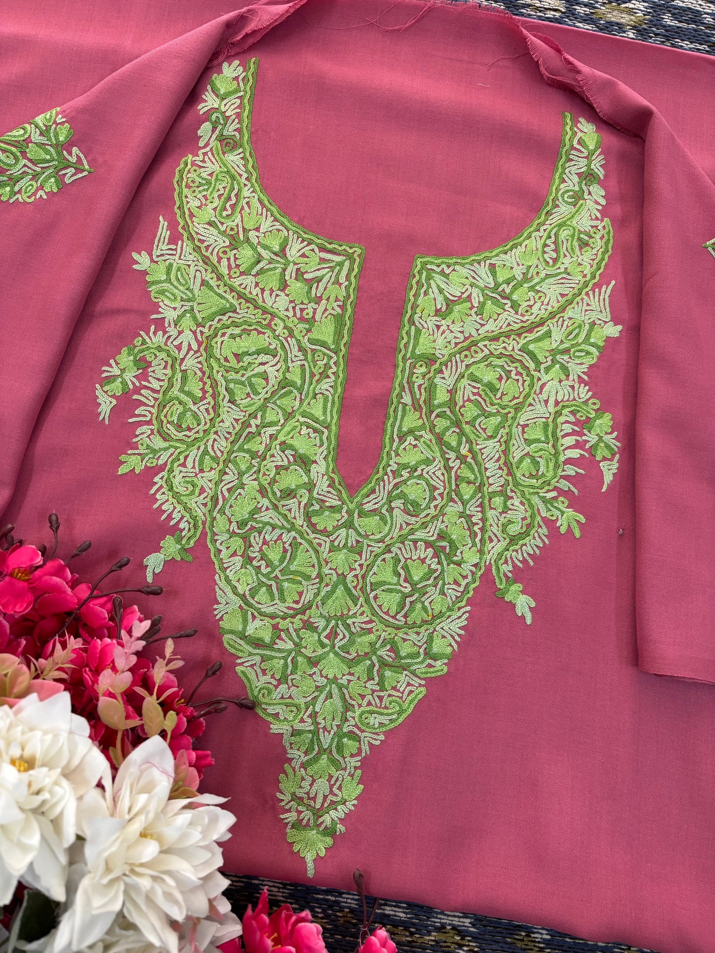 Pink Cotton Cord Set (Hand Embroidered)