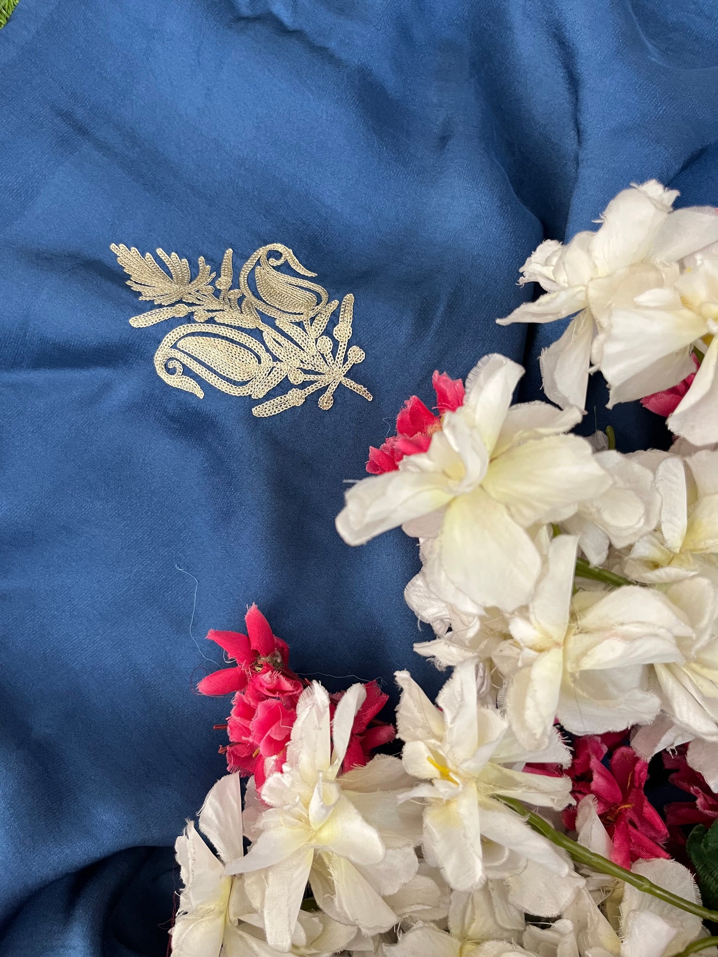 Sanam Electric Blue Silk Kashmiri Suit