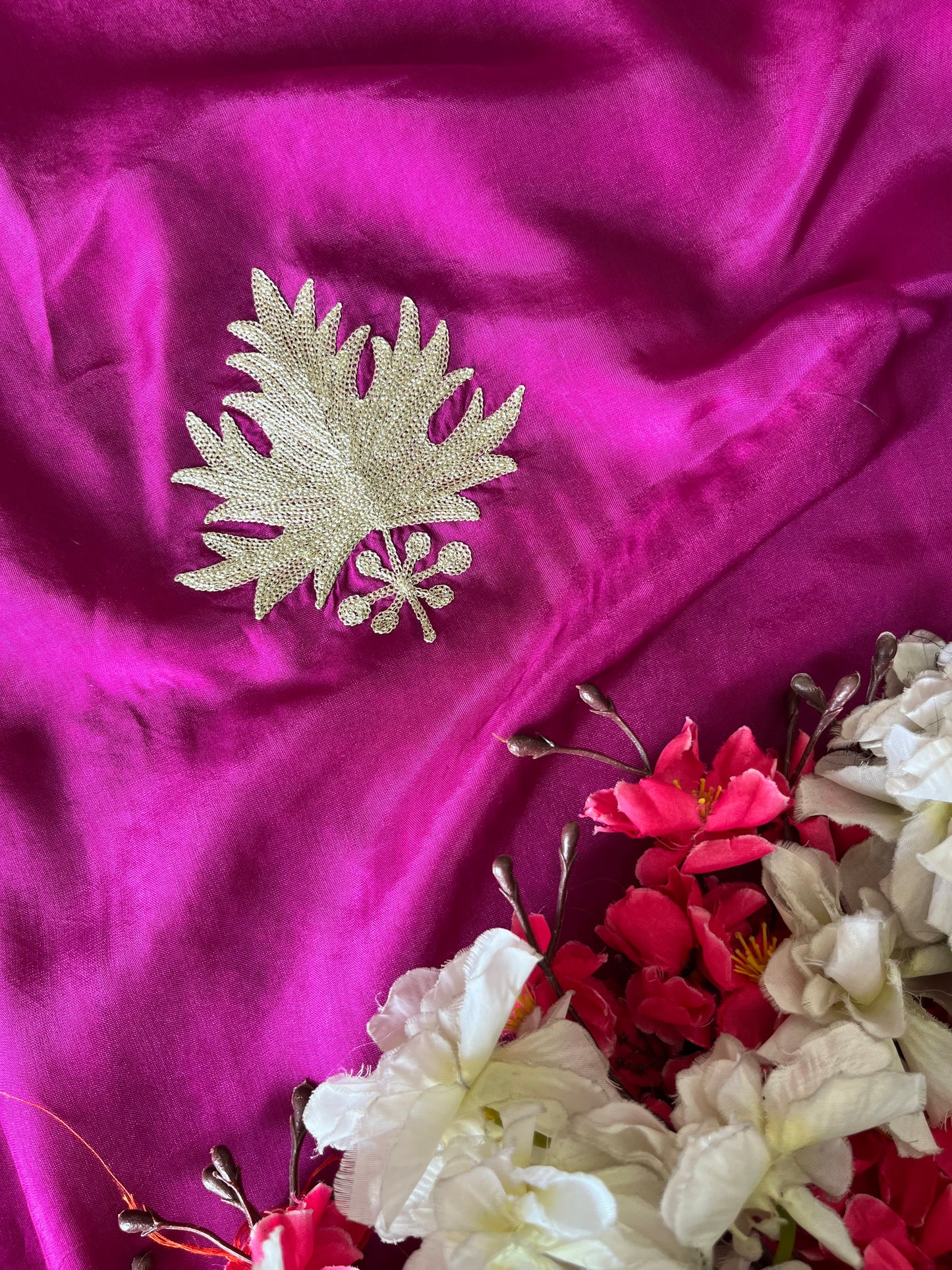 Hot pink Sanam Tilla Embroidered Suit material