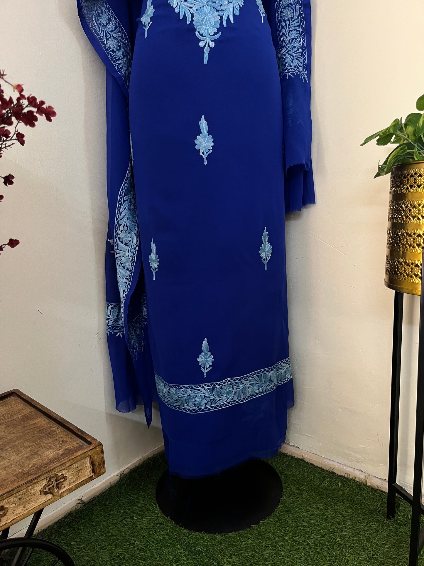 Electric Blue Georgette Kashmiri Suit