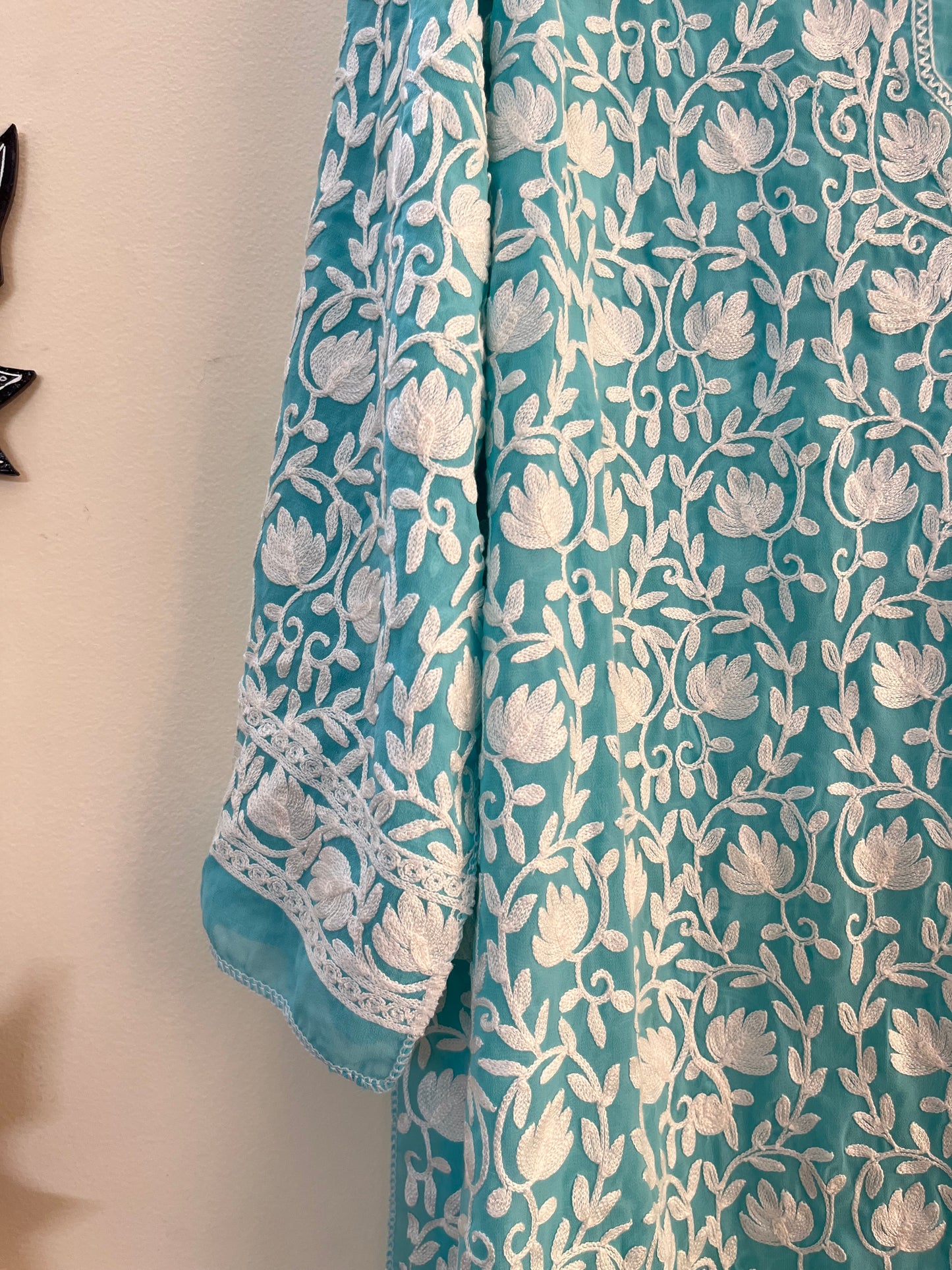 Georgette Front Back Jaal Kashmiri Semi Stitched Kurta
