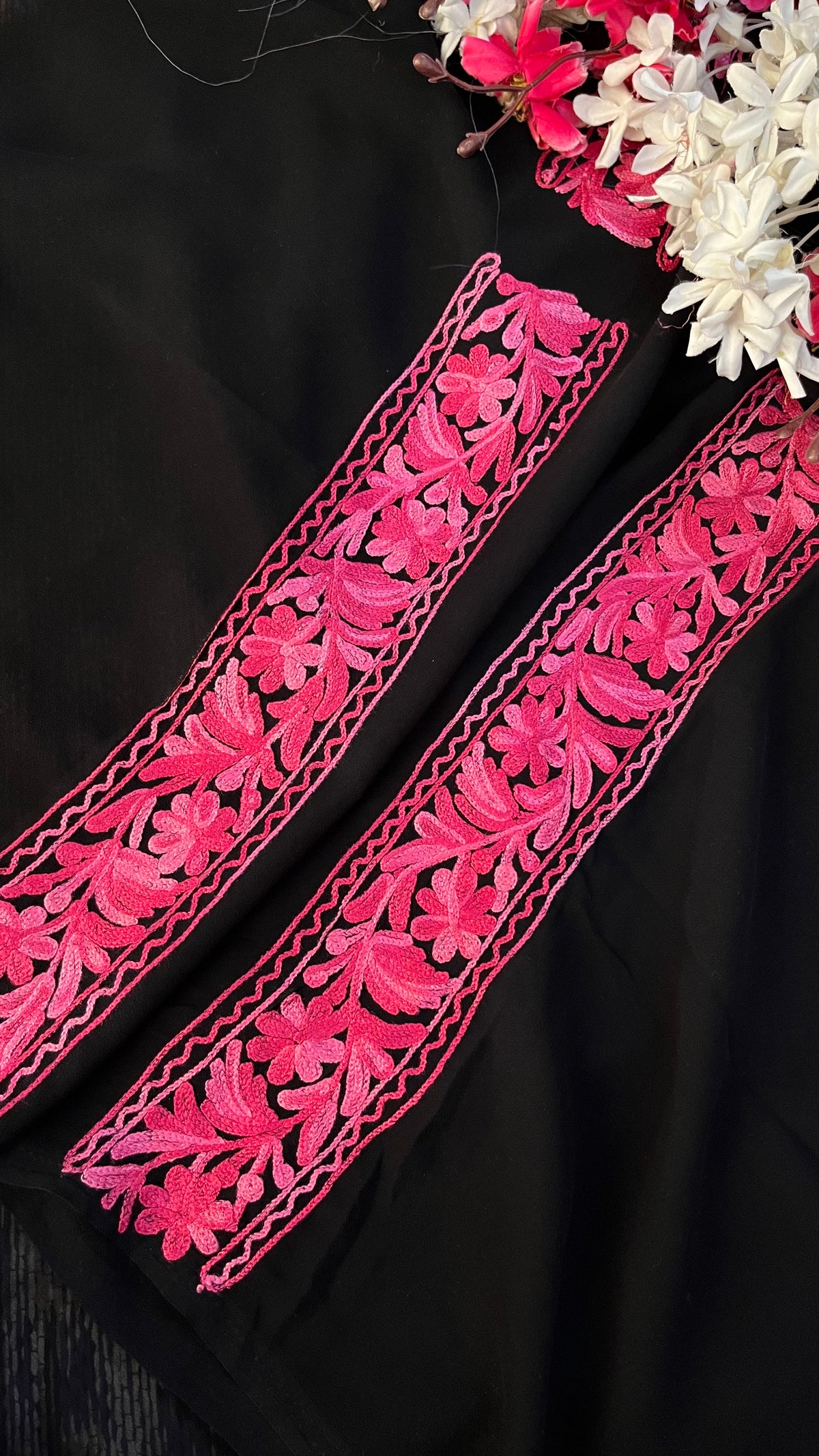 Georgette Black (Pink) 3 Pc Kashmiri Suit