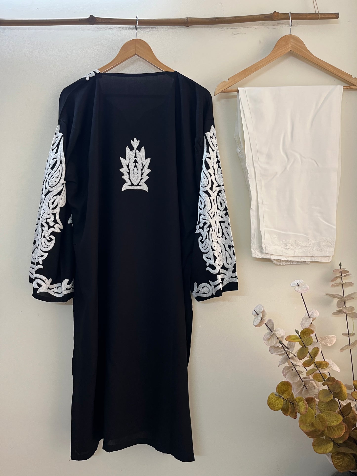 Black Cotton Stitched Co-ord Set