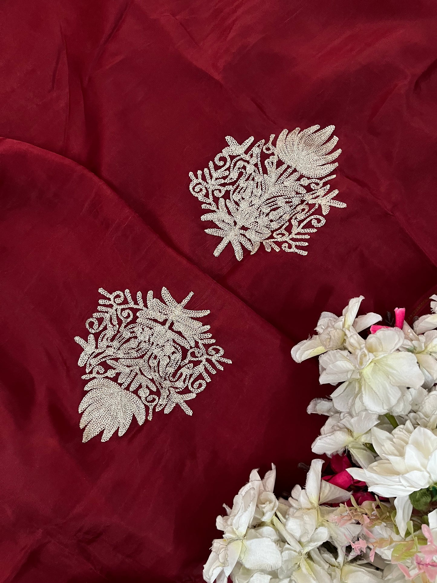 Maroon Silk Tilla Kashmiri Suit