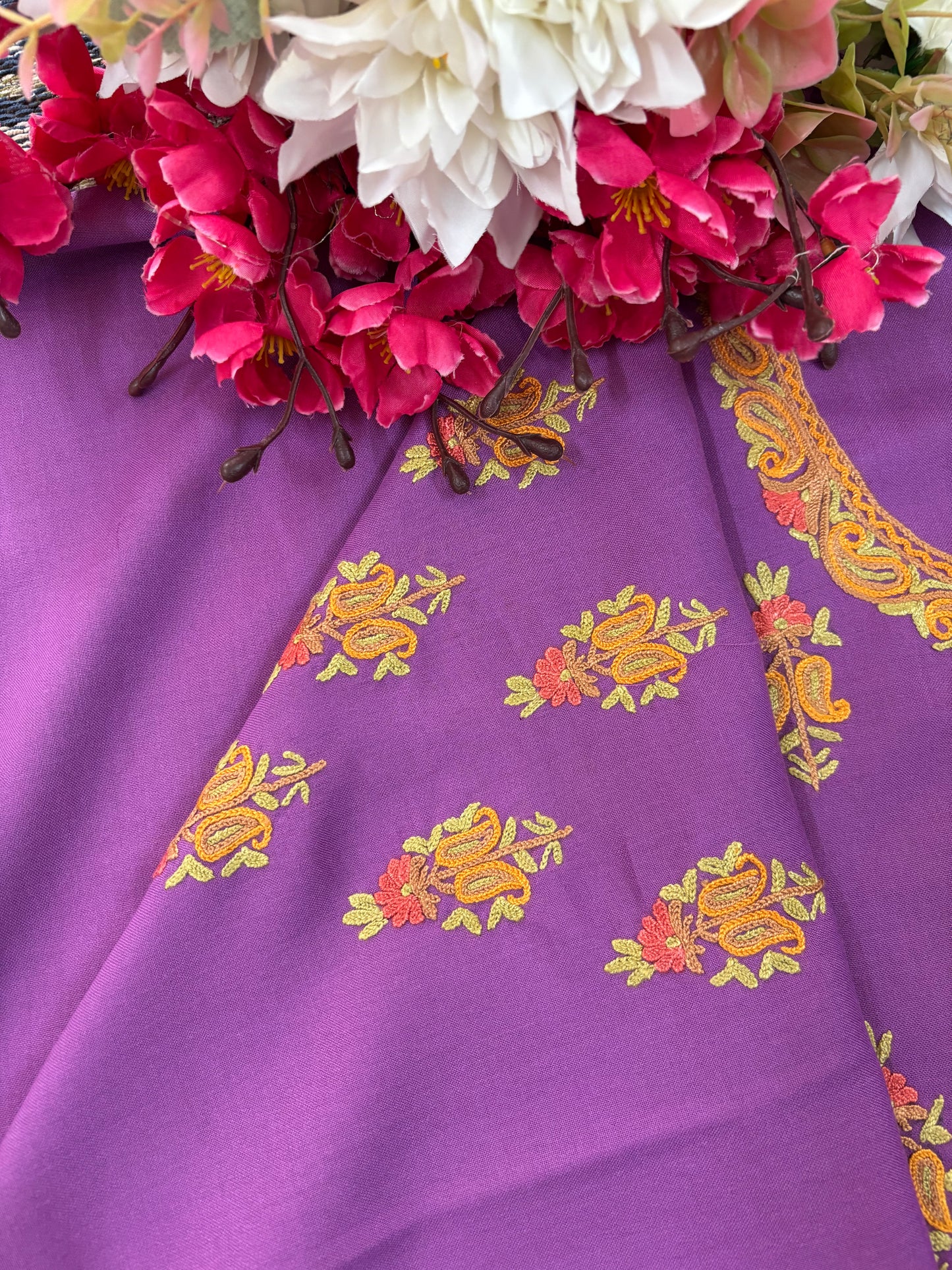 Cotton Lilac Two Piece Set (Hand Embroidered)