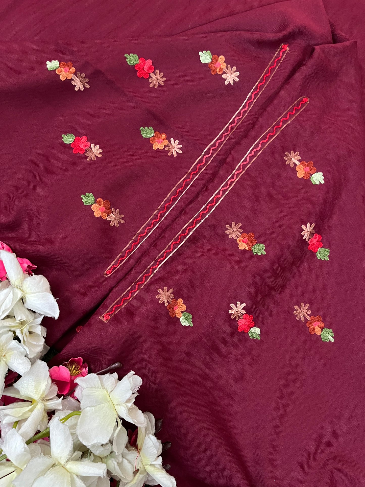 Coke Woollen Aari Embroidered 3pc suit