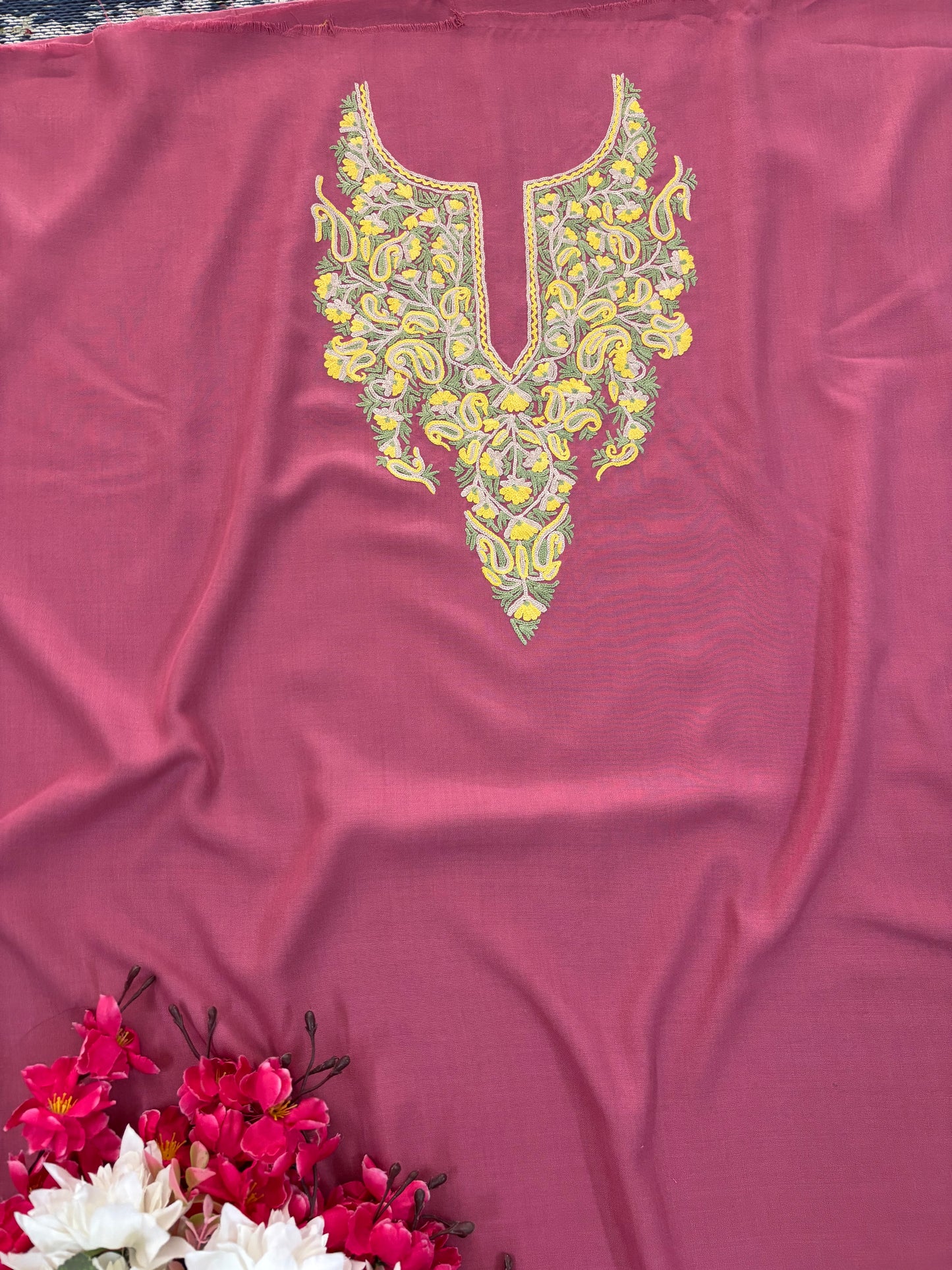 Pink Cotton Cord Set (Hand Embroidered)