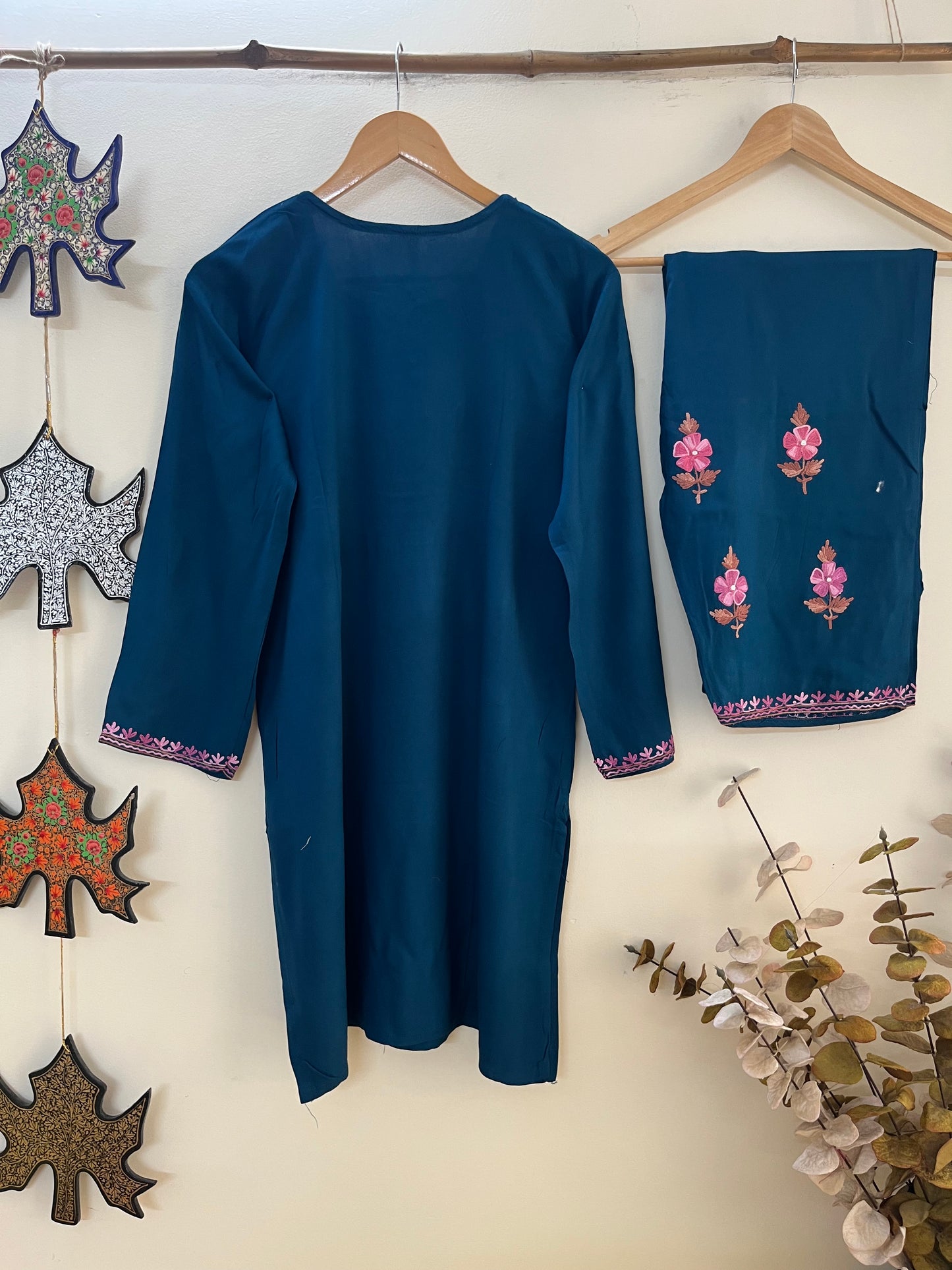 Teal Blue Cotton Cord Set (Free Size/ XL)