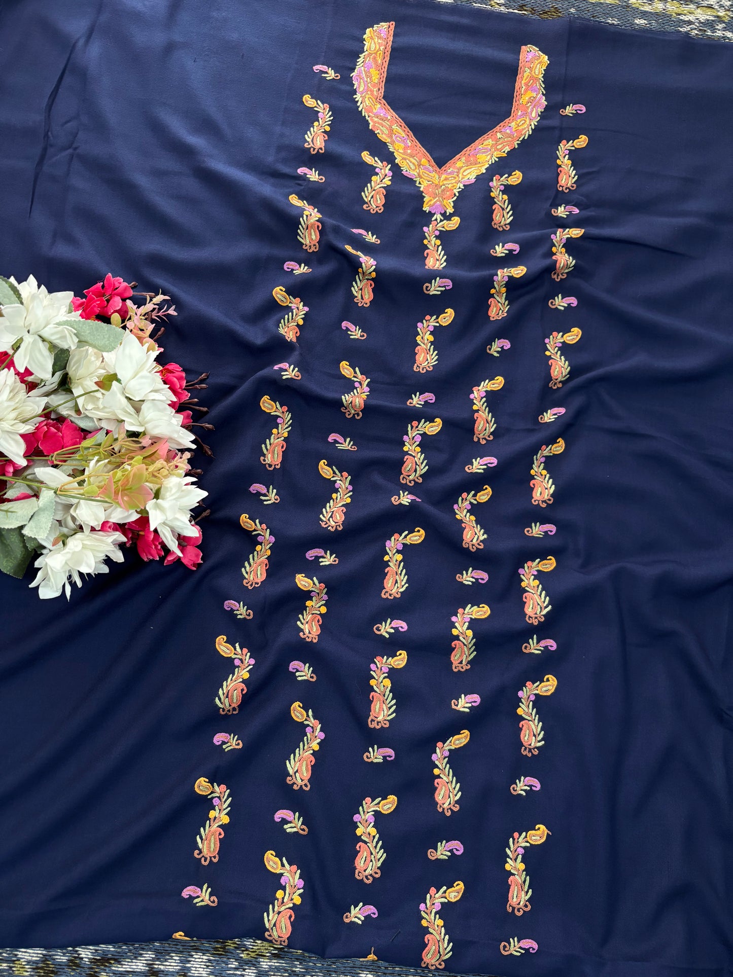 Cotton Blue Two Piece Set (Hand Embroidered)