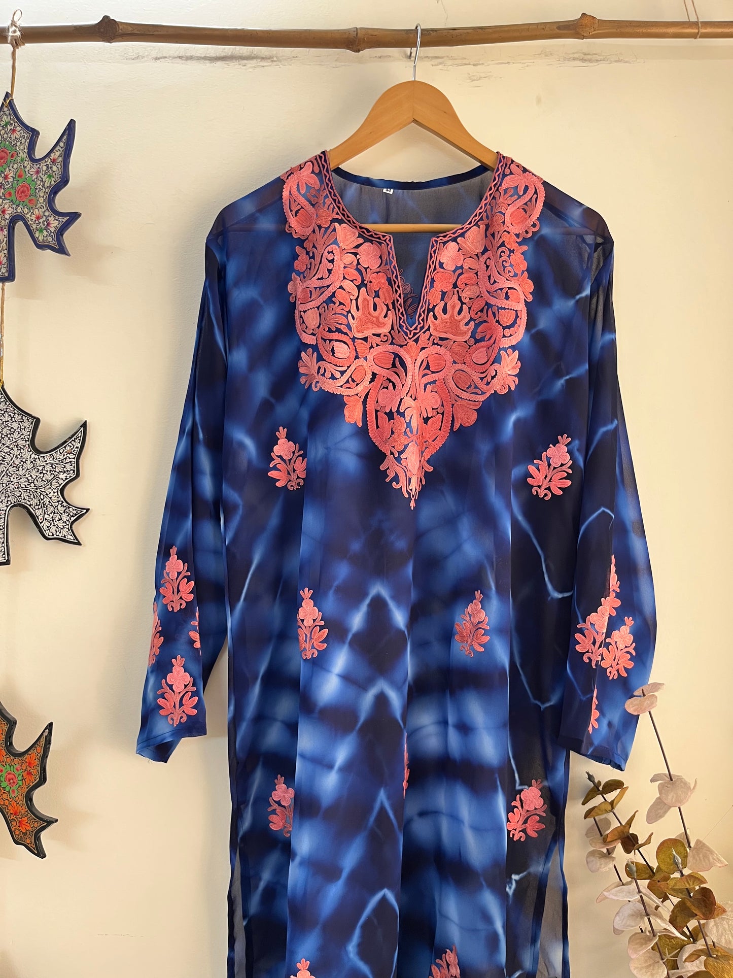 Georgette Aari Embroidered Stitched Kurta