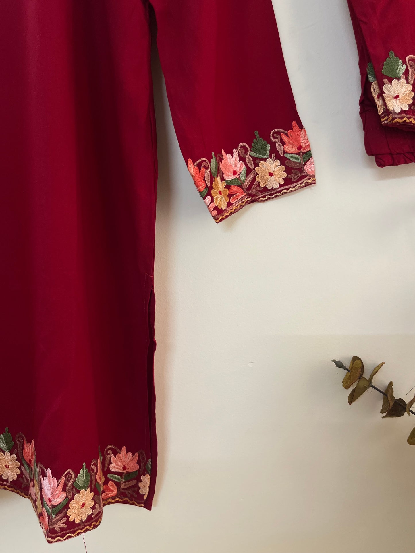 Maroon Cotton Cord Set (Free Size/ XL)