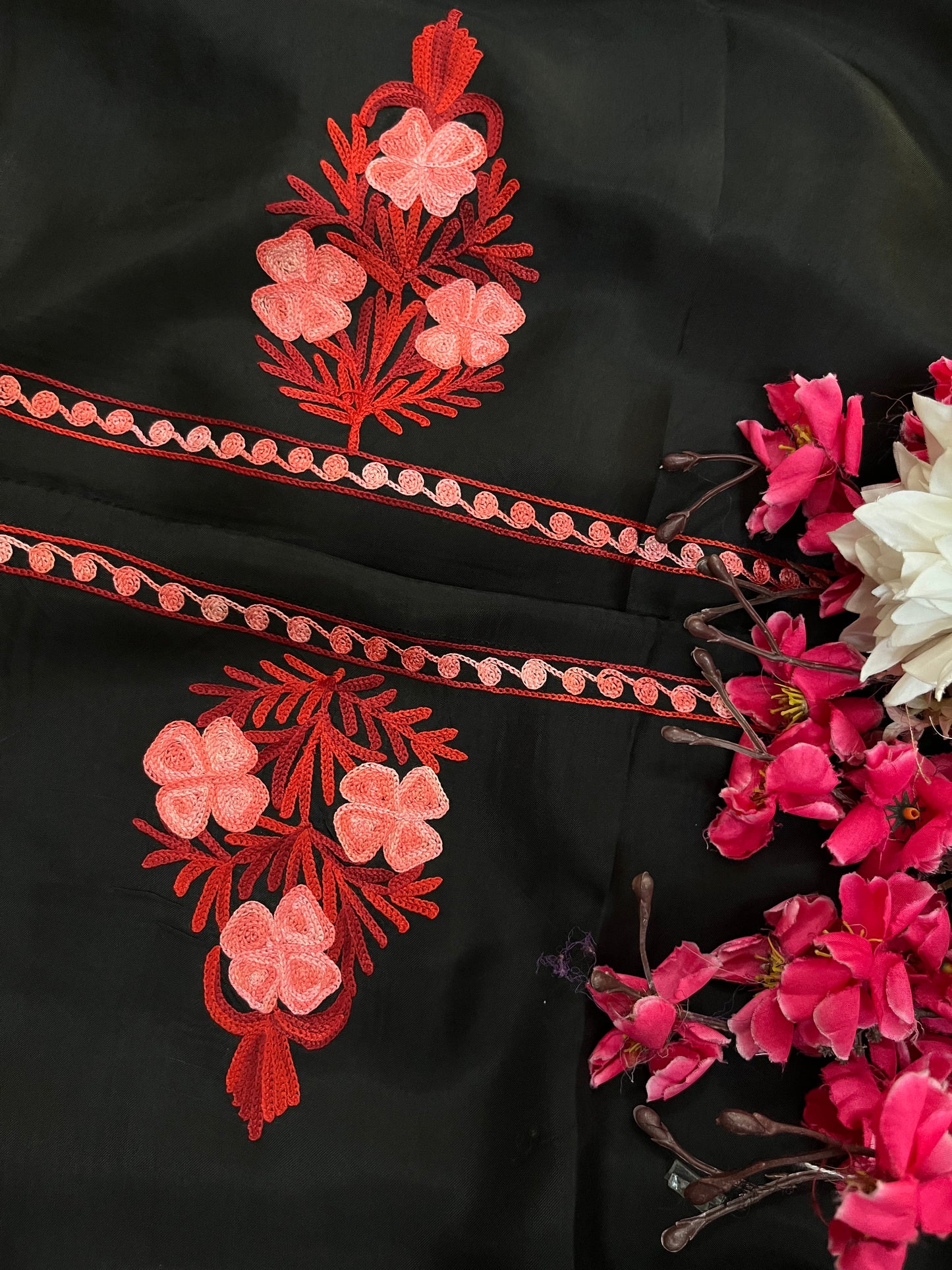 Black Opada Silk Kashmiri Suit