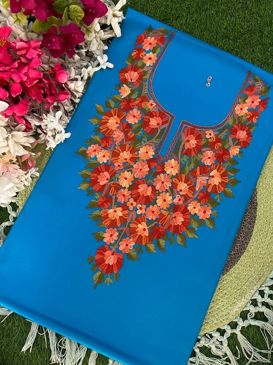 Firozi Woollen Aari Embroidered 2pc suit 5mtr