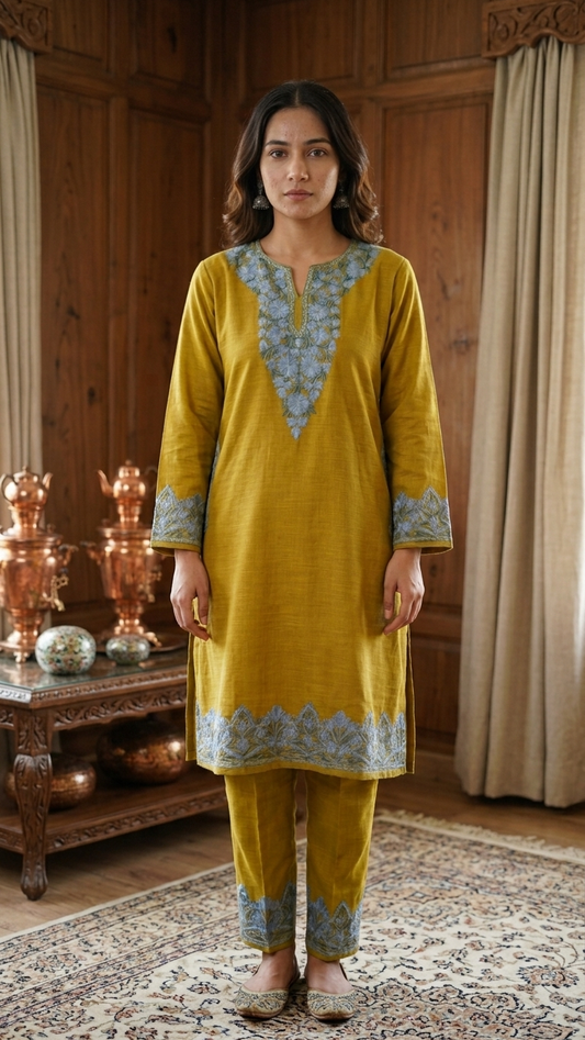 Green Cotton Stitched Co-ord Set (L)