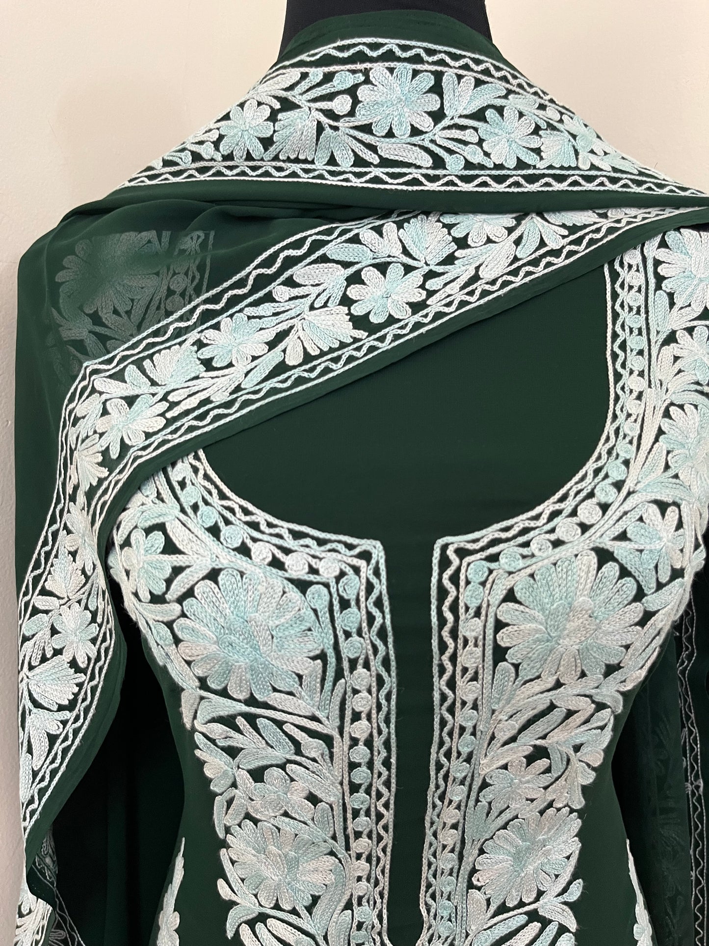 Georgette Green 3 Pc Aari Embroidered Suit Set
