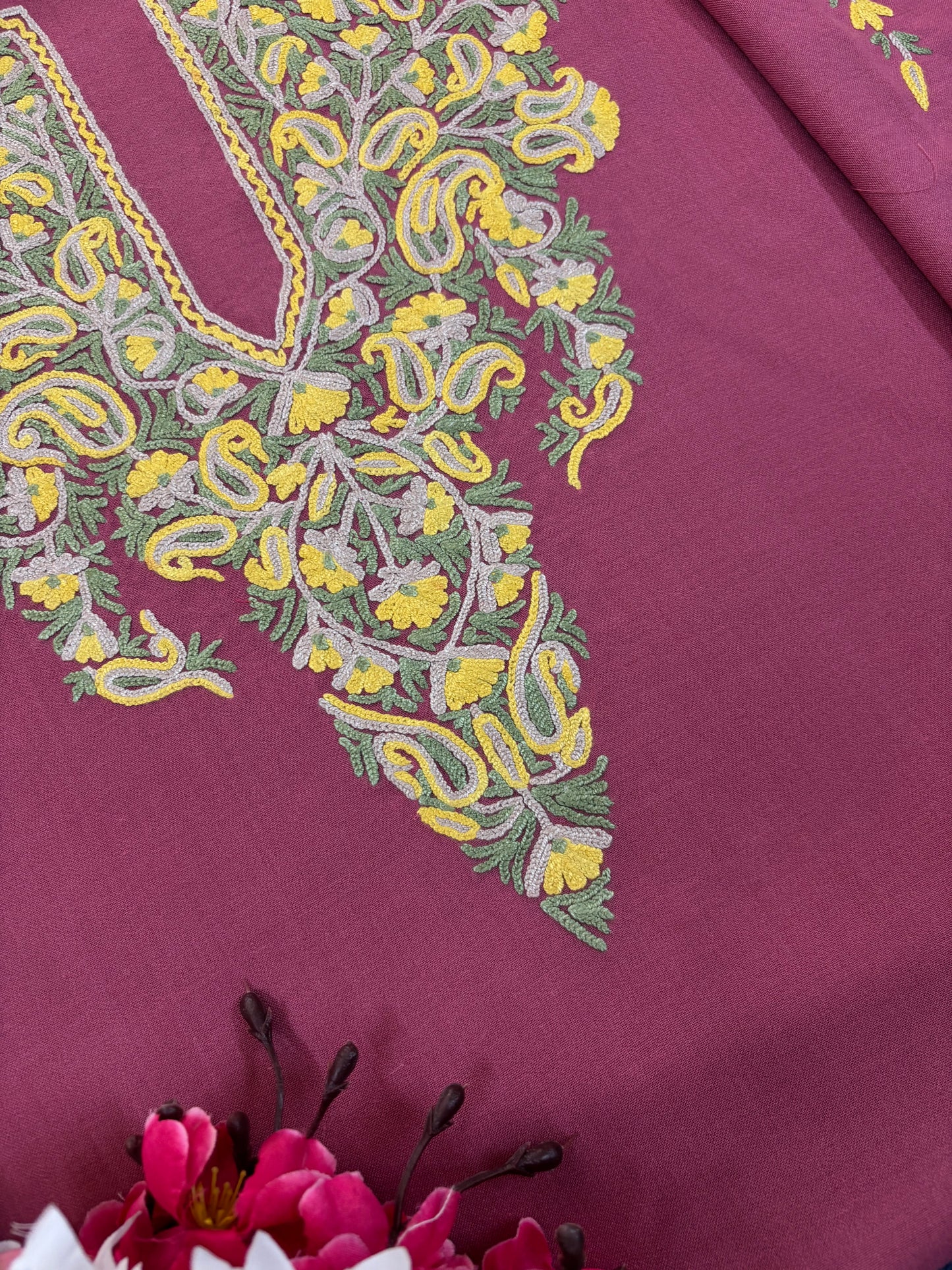 Pink Cotton Cord Set (Hand Embroidered)