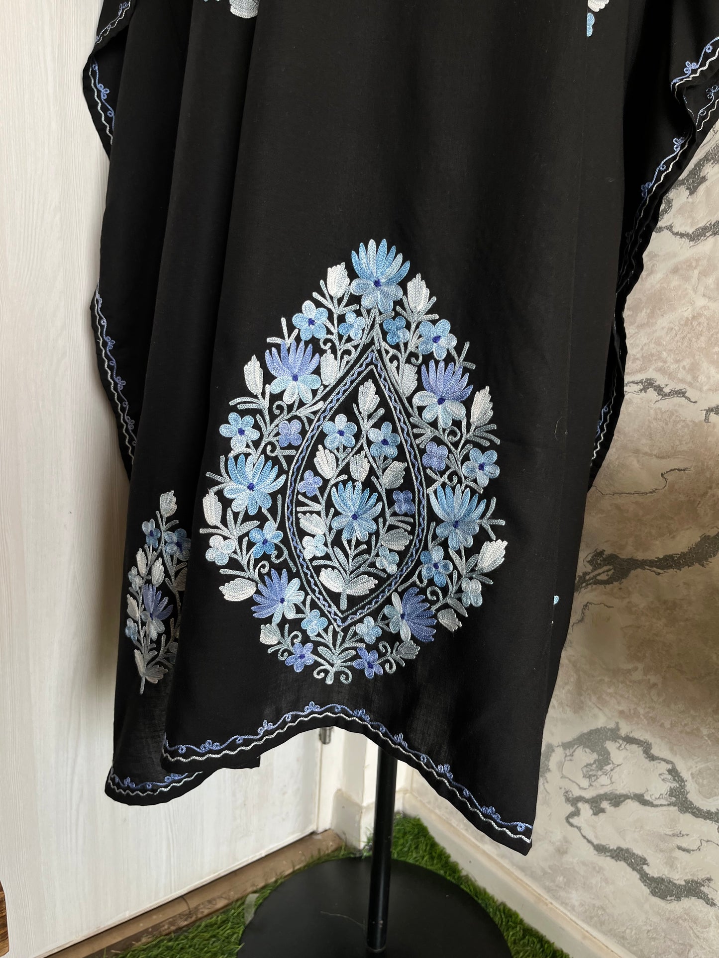 Black Cotton Aari embroidered Kaftan