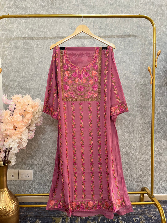 Mauve Georgette All over Work Kurta Material
