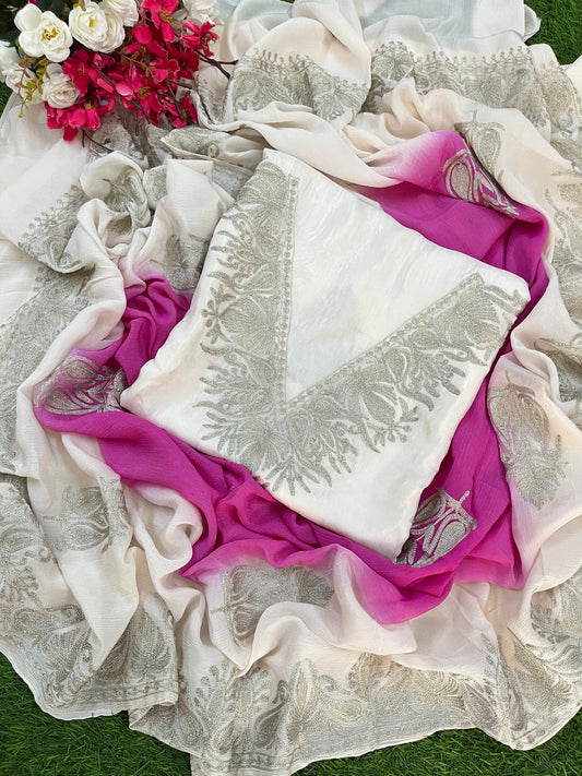 Ivory Sanam Silk Kashmiri Suit