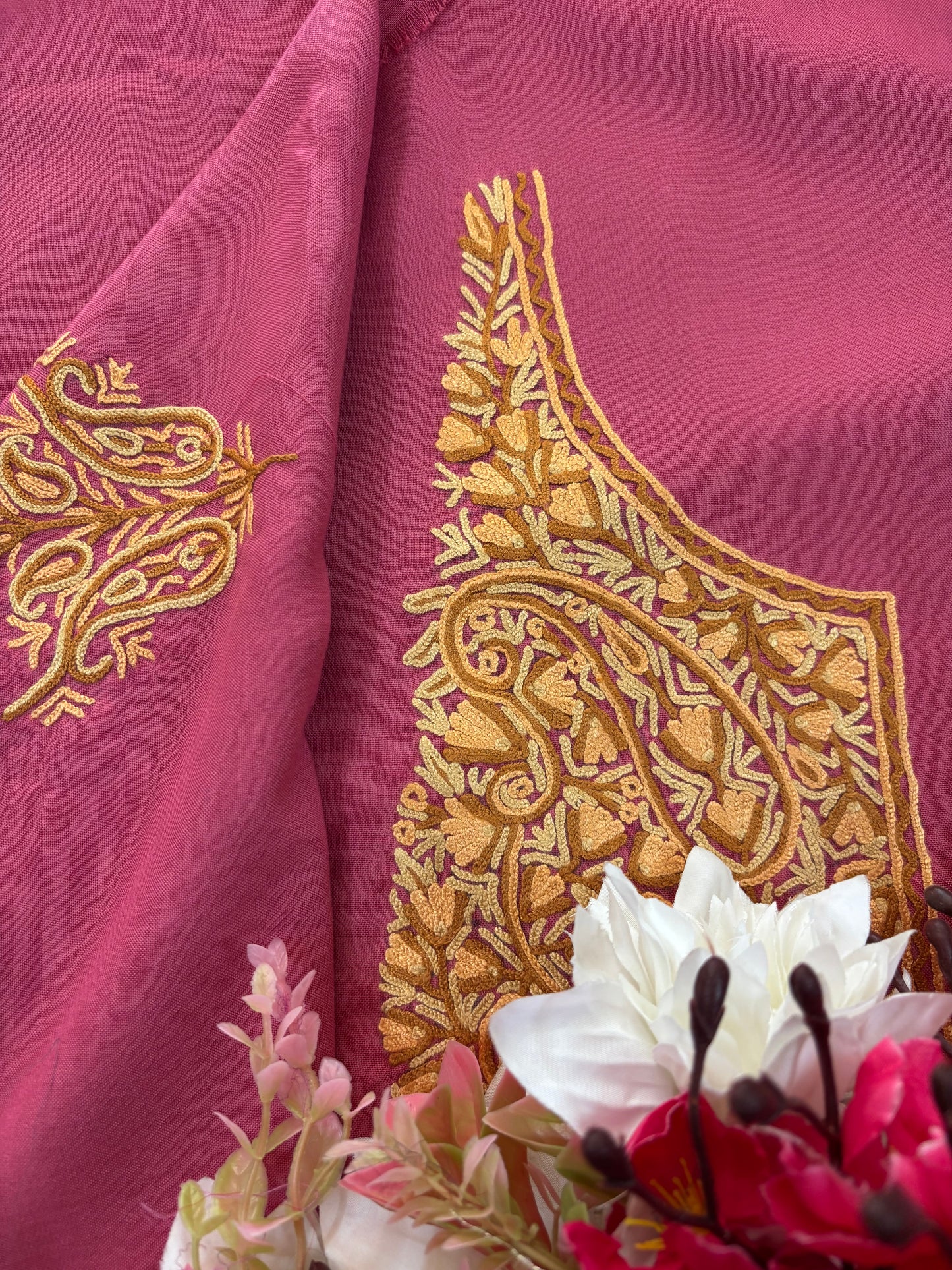 Pink Cotton Cord Set (Hand Embroidered)