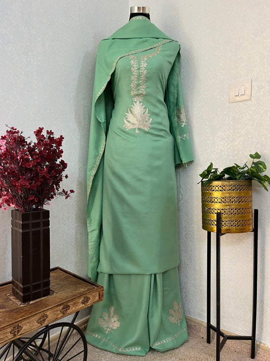 Pastel Green Tilla Kashmiri Woollen Suit