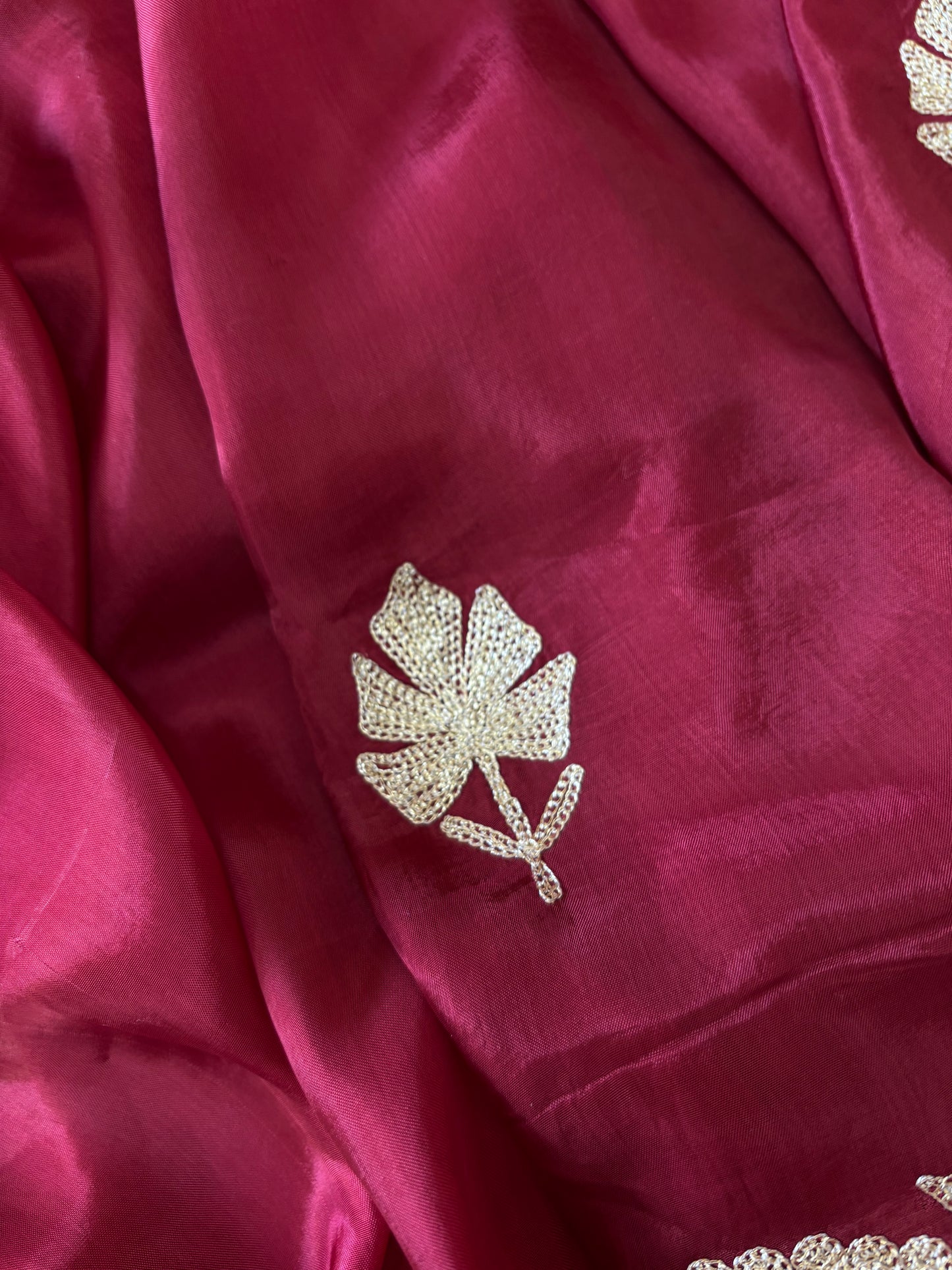 Maroon Silk Tilla Embroidered Suit material