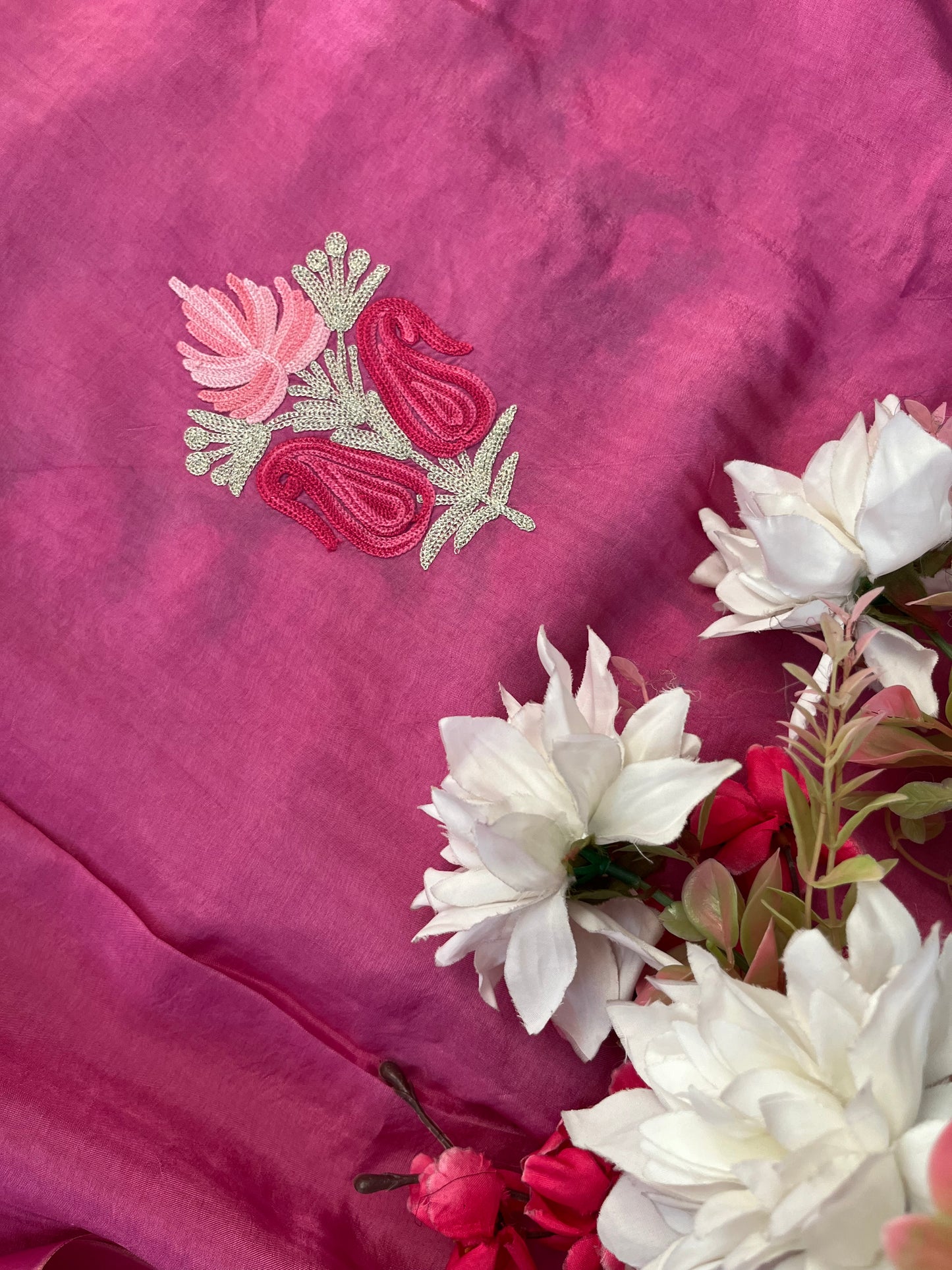 Sanam’ Mauve Silk Aari Embroidered Suit material