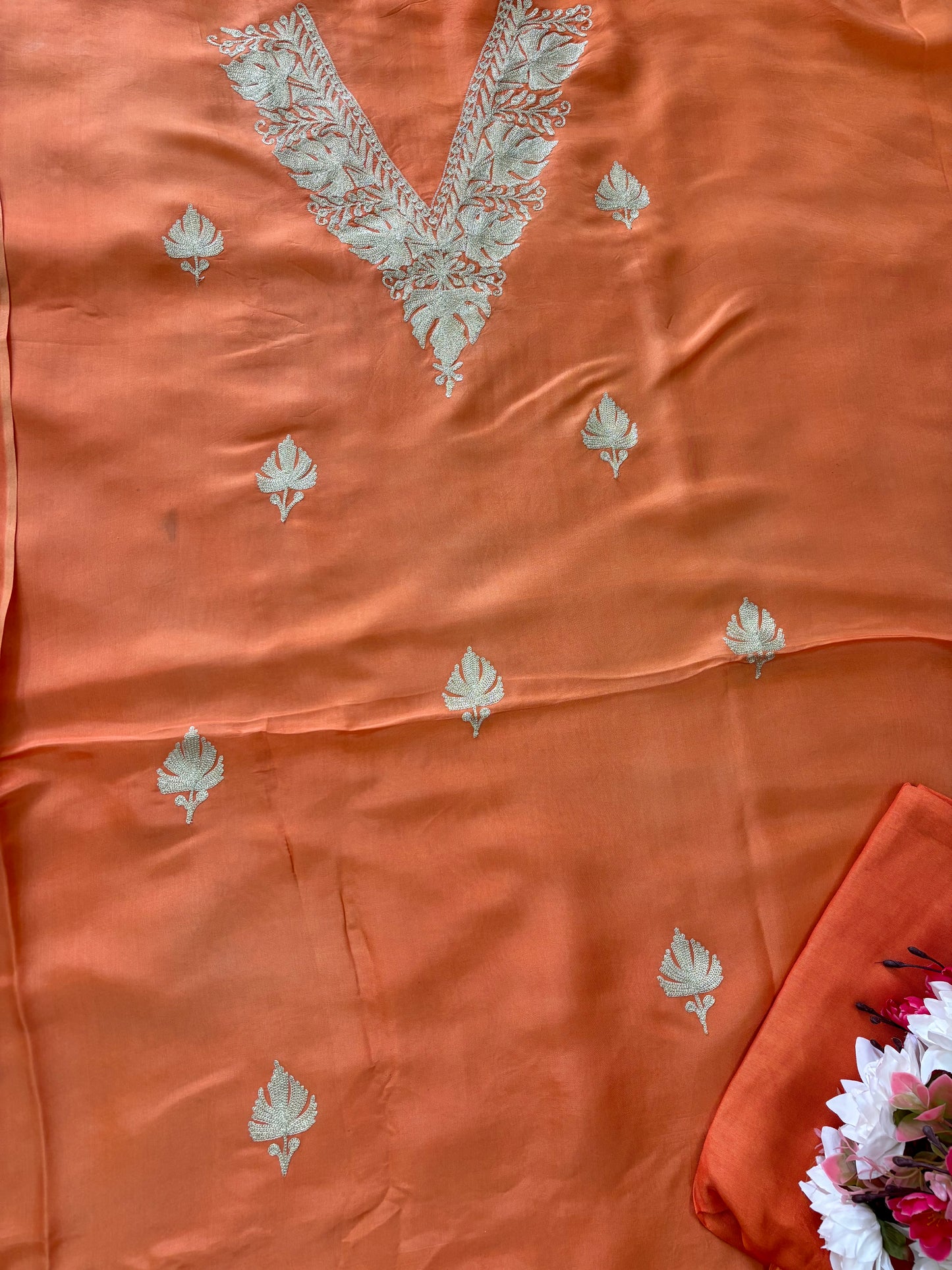 Sanam’ Peach Silk Tilla Kashmiri Suit