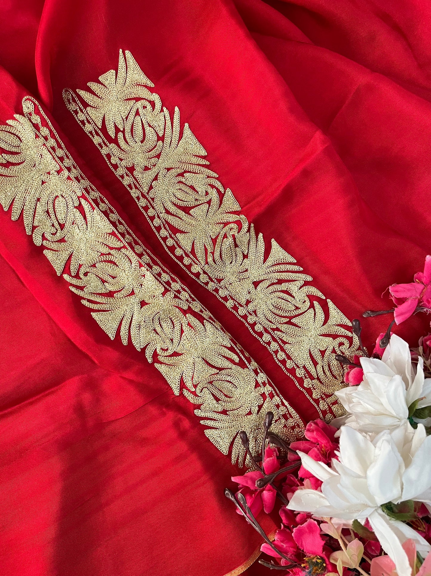Sanam Red Silk Kashmiri Suit