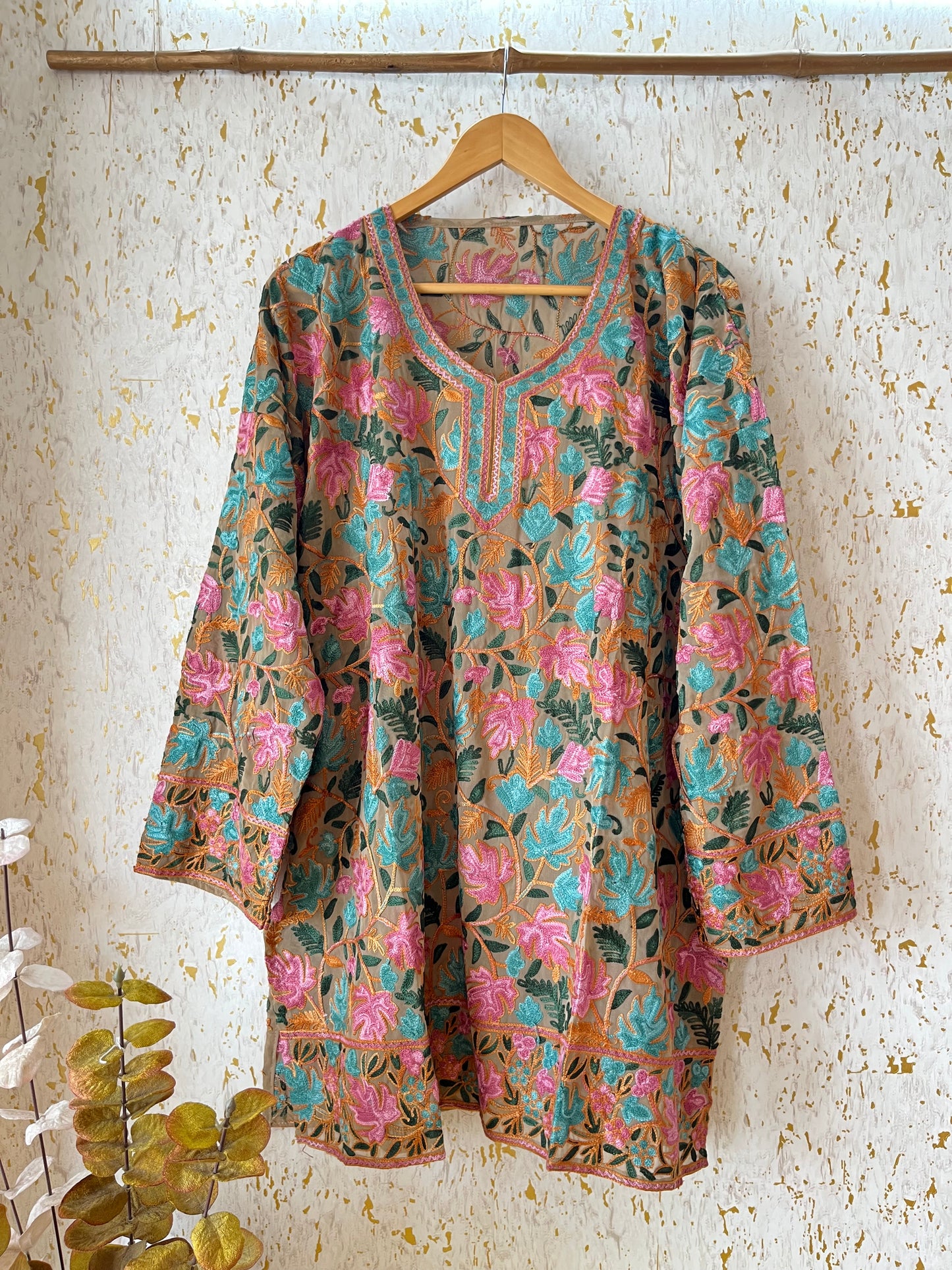 Brown Georgette Jaal Work (Front & Back) Aari Embroidered Stitch