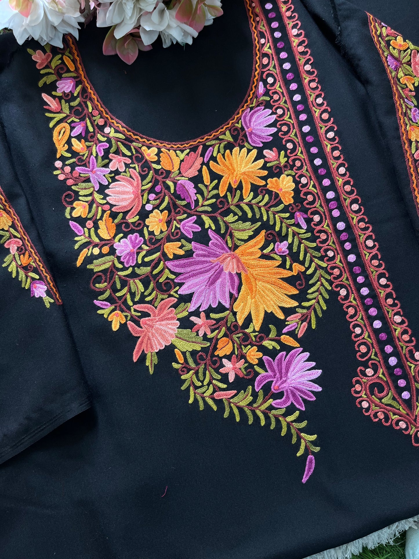 Black Cotton Cord Set (Hand Embroidered)