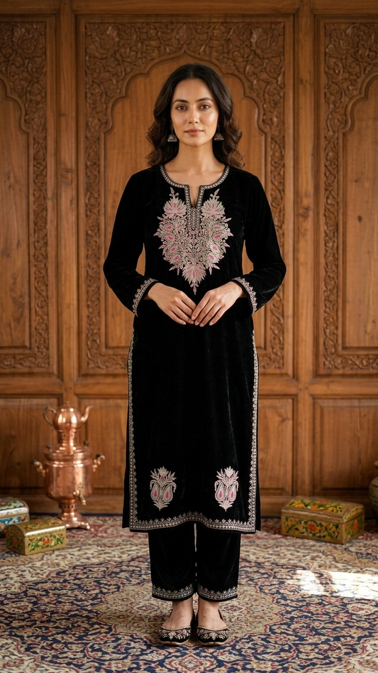 Black Velvet Tilla Pheran (Size 50)