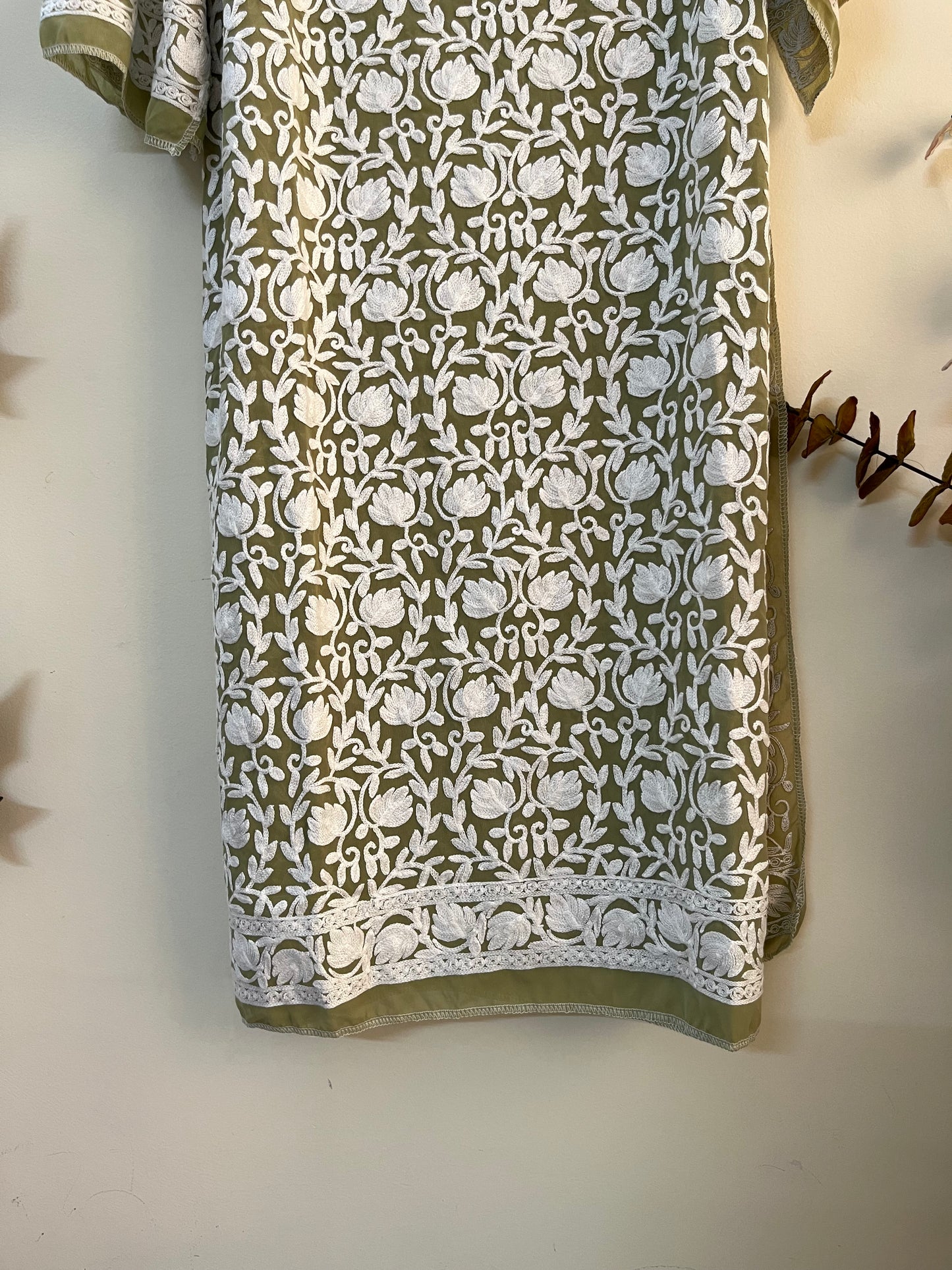 Georgette Front Back Jaal Kashmiri Semi Stitched Kurta